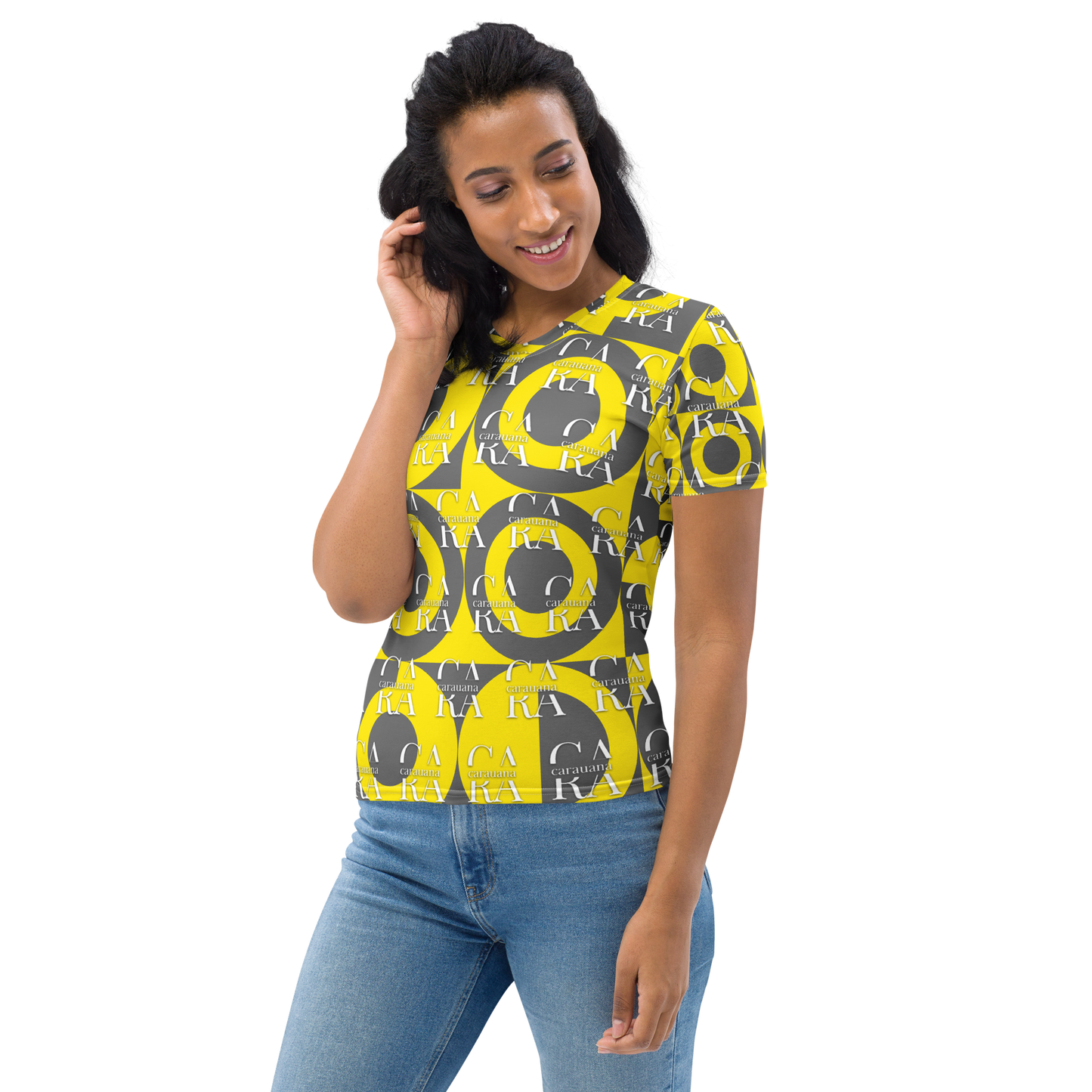 CaRaUaNa Women's T-shirt Grey Yellow Carauana Store