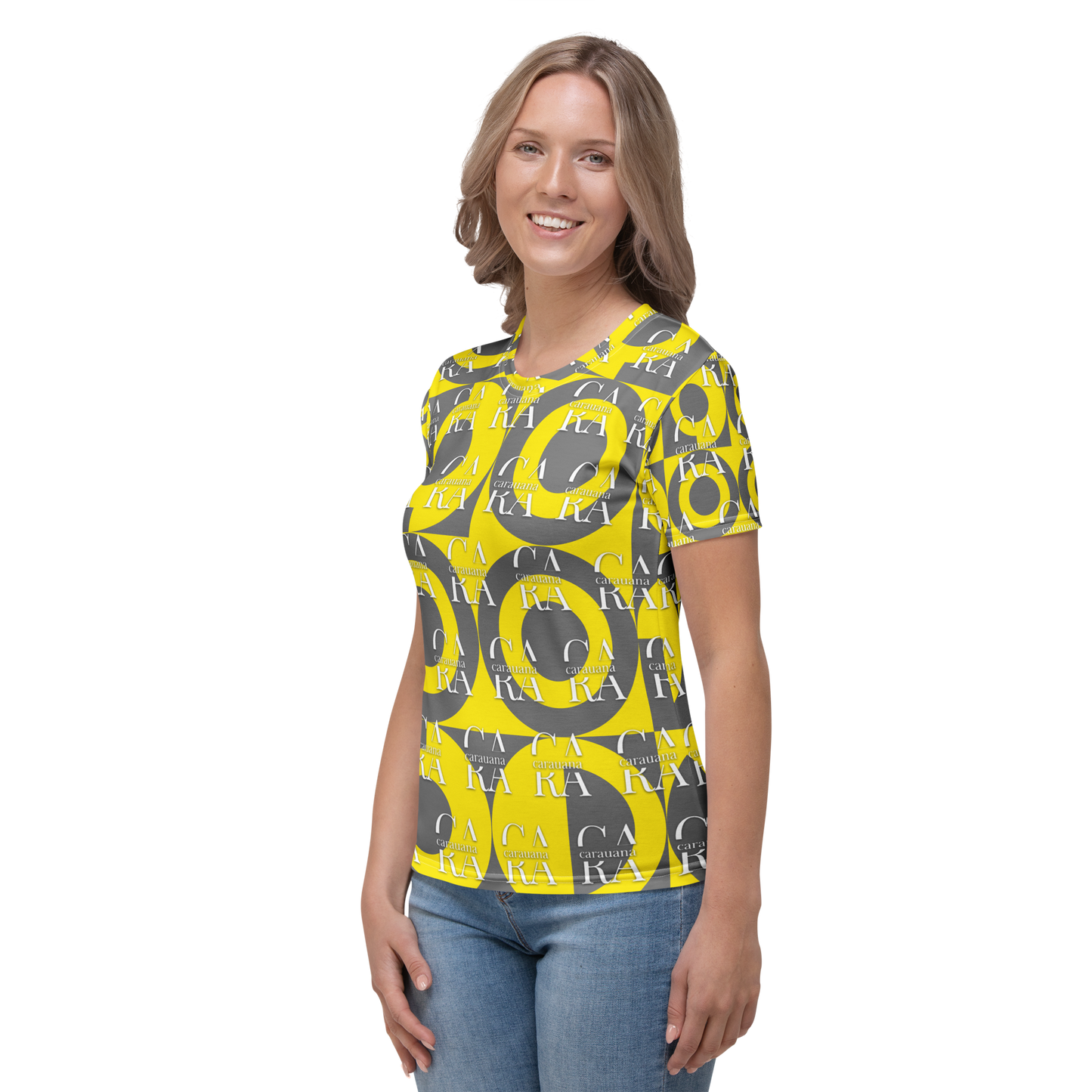 CaRaUaNa Women's T-shirt Grey Yellow Carauana Store