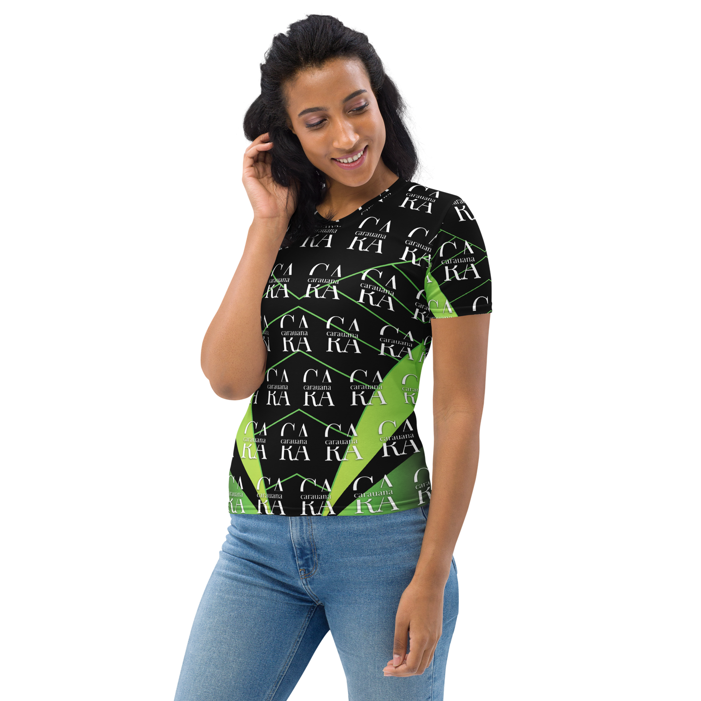 Women's T-shirt black Green Carauana Store
