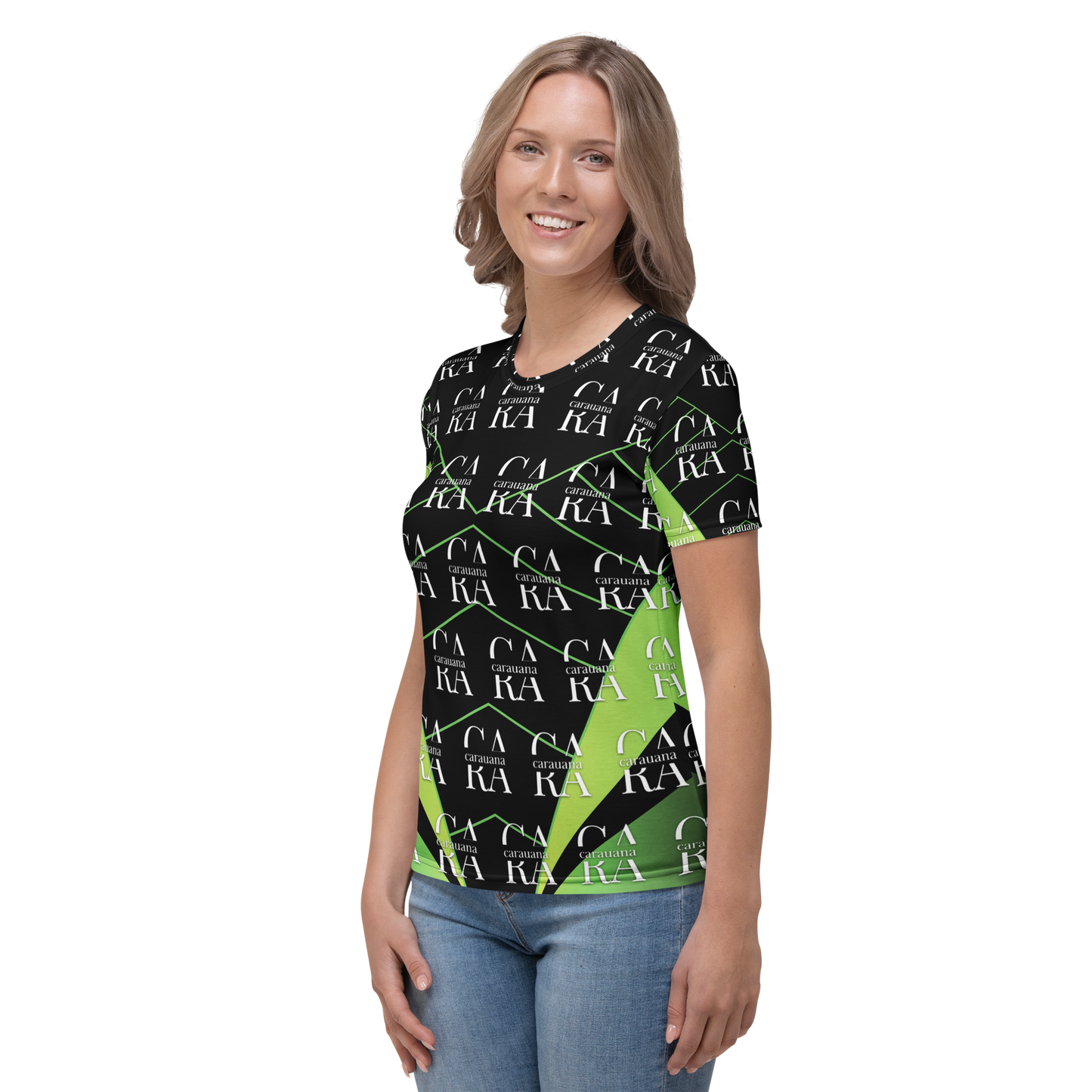 Women's T-shirt black Green Carauana Store