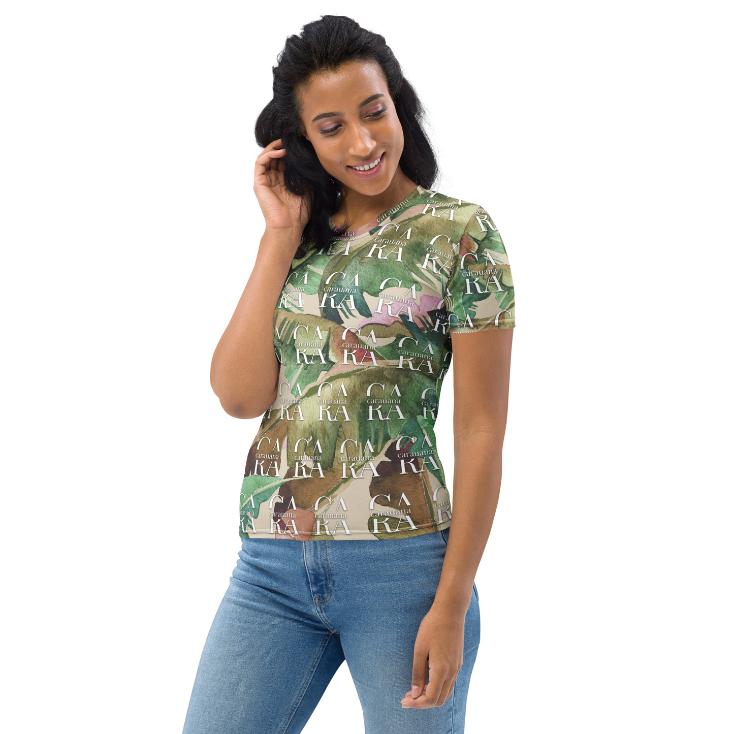 Women's T-shirt Green Beige branded Carauana Store
