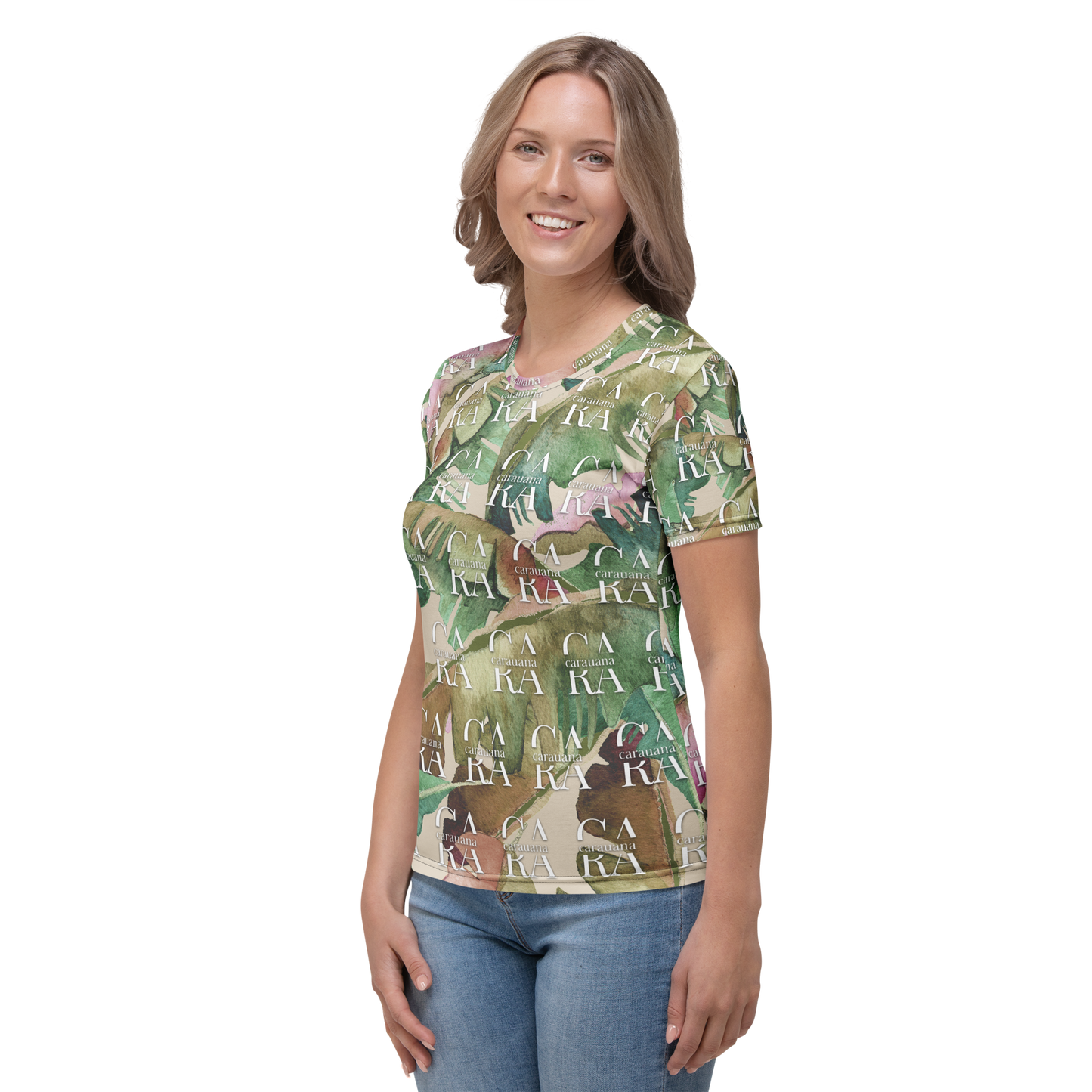 Women's T-shirt Green Beige branded Carauana Store