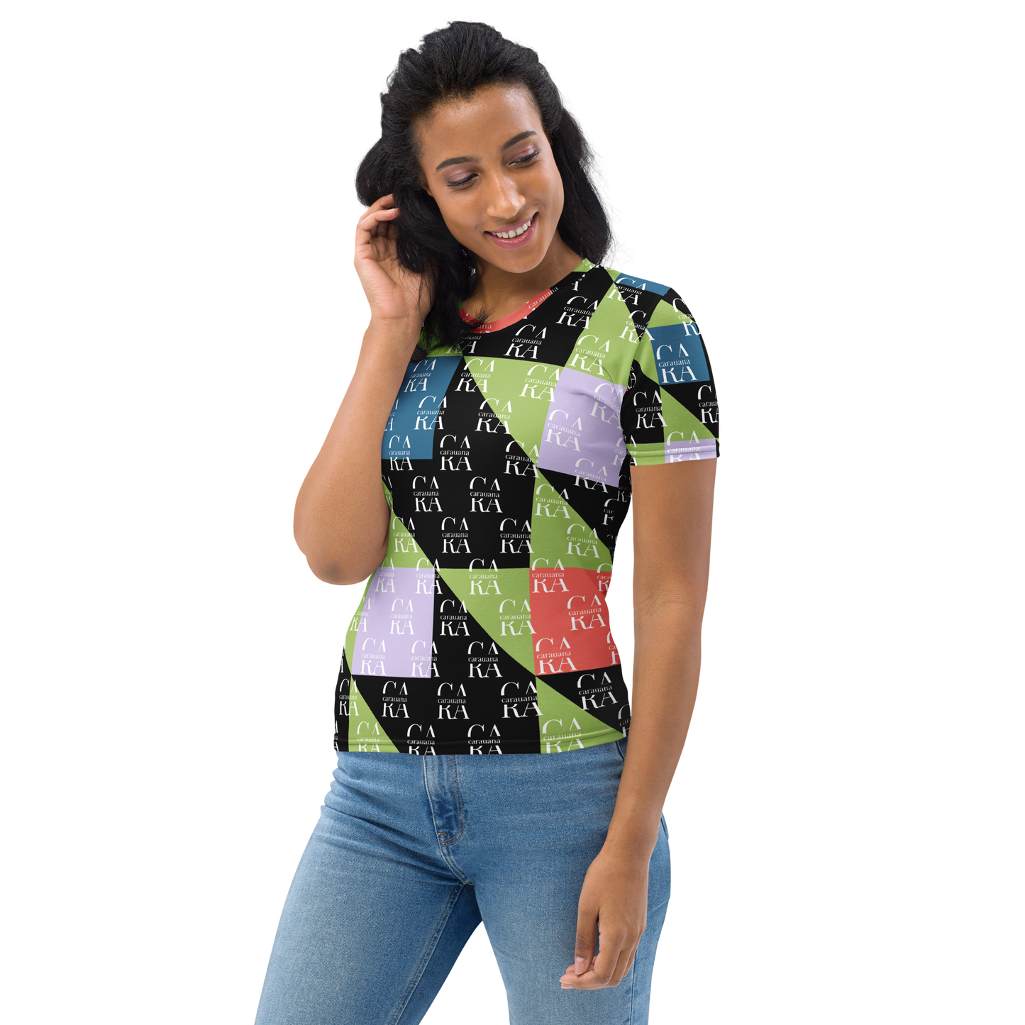 Women's T-shirt Green Black branded Carauana Store