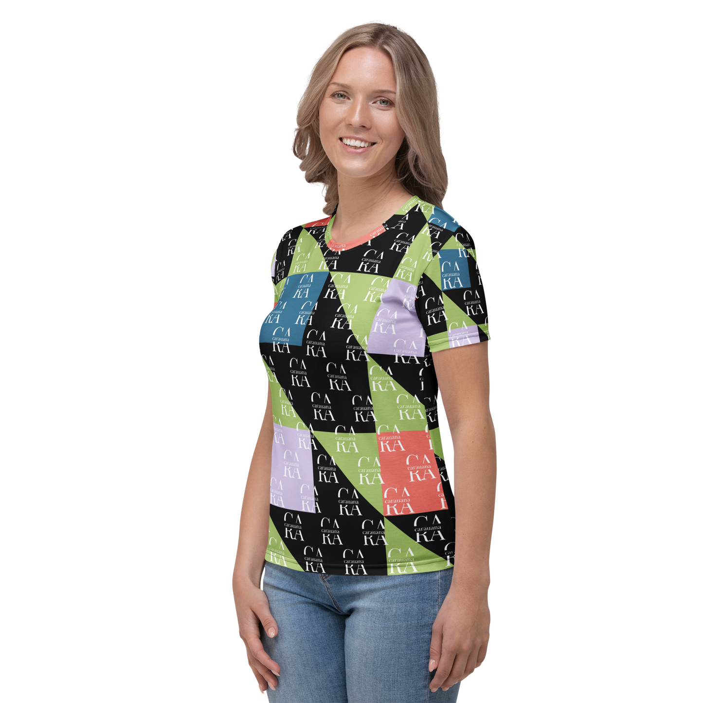 Women's T-shirt Green Black branded Carauana Store