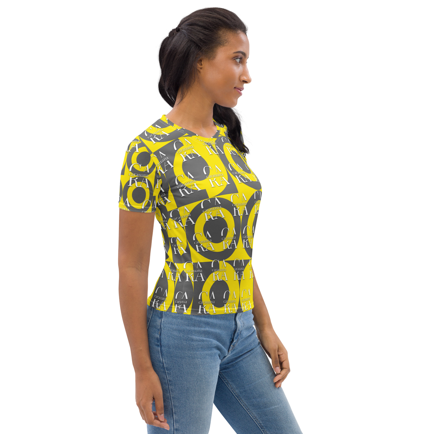 CaRaUaNa Women's T-shirt Grey Yellow Carauana Store