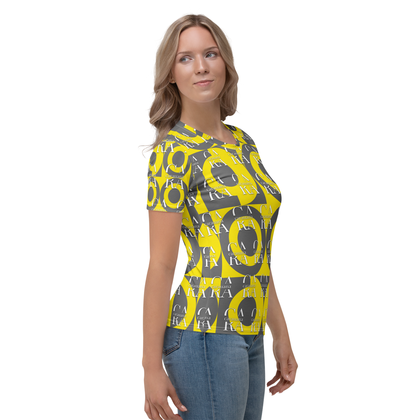 CaRaUaNa Women's T-shirt Grey Yellow Carauana Store