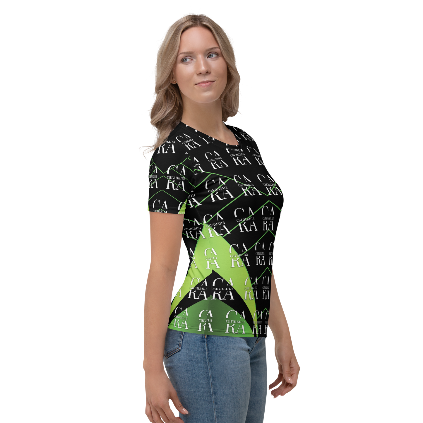 Women's T-shirt black Green Carauana Store
