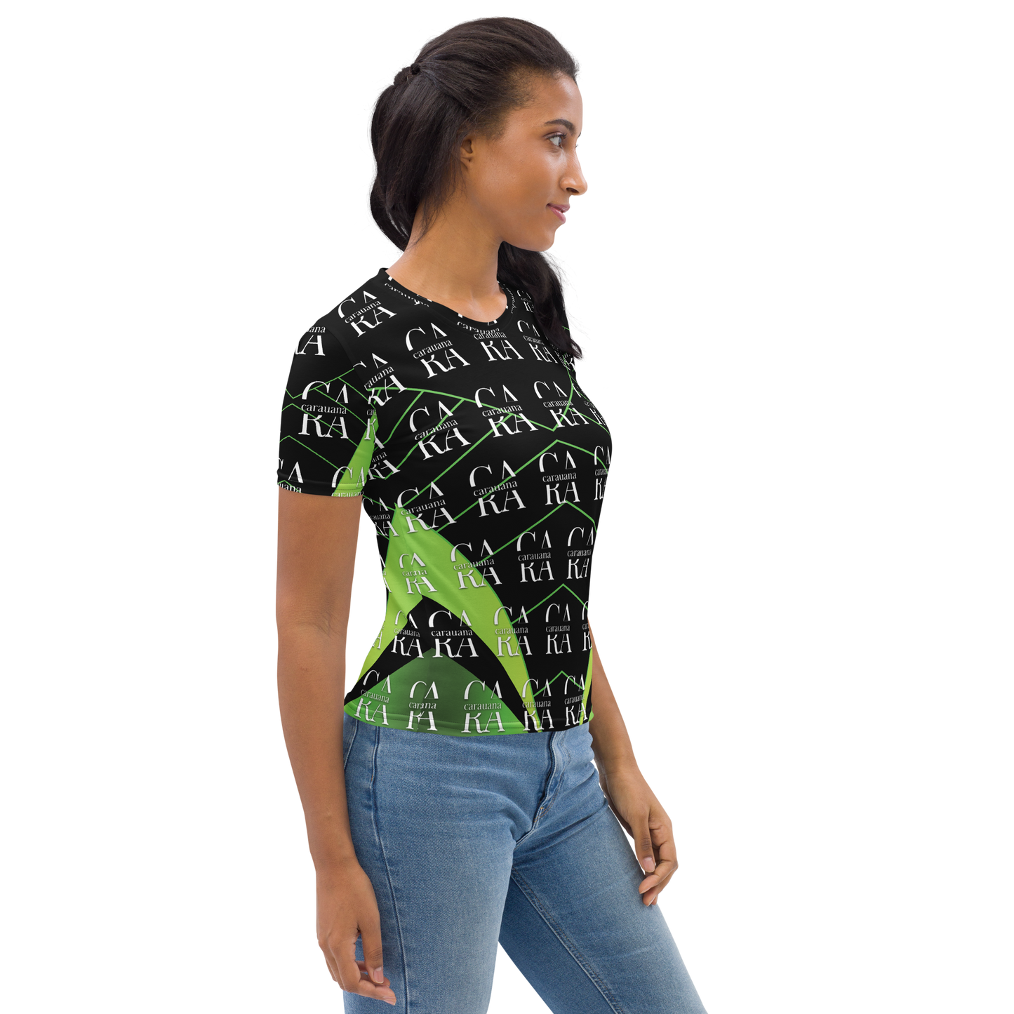 Women's T-shirt black Green Carauana Store