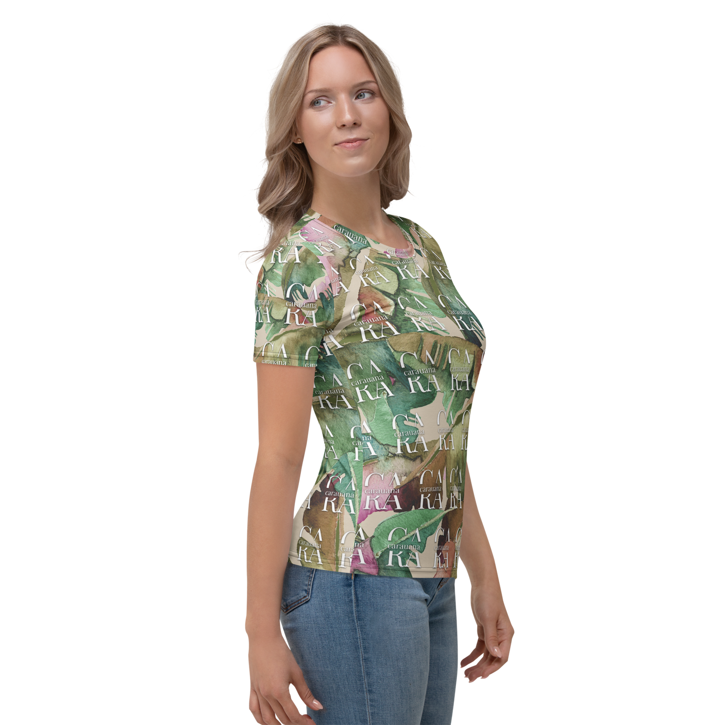 Women's T-shirt Green Beige branded Carauana Store