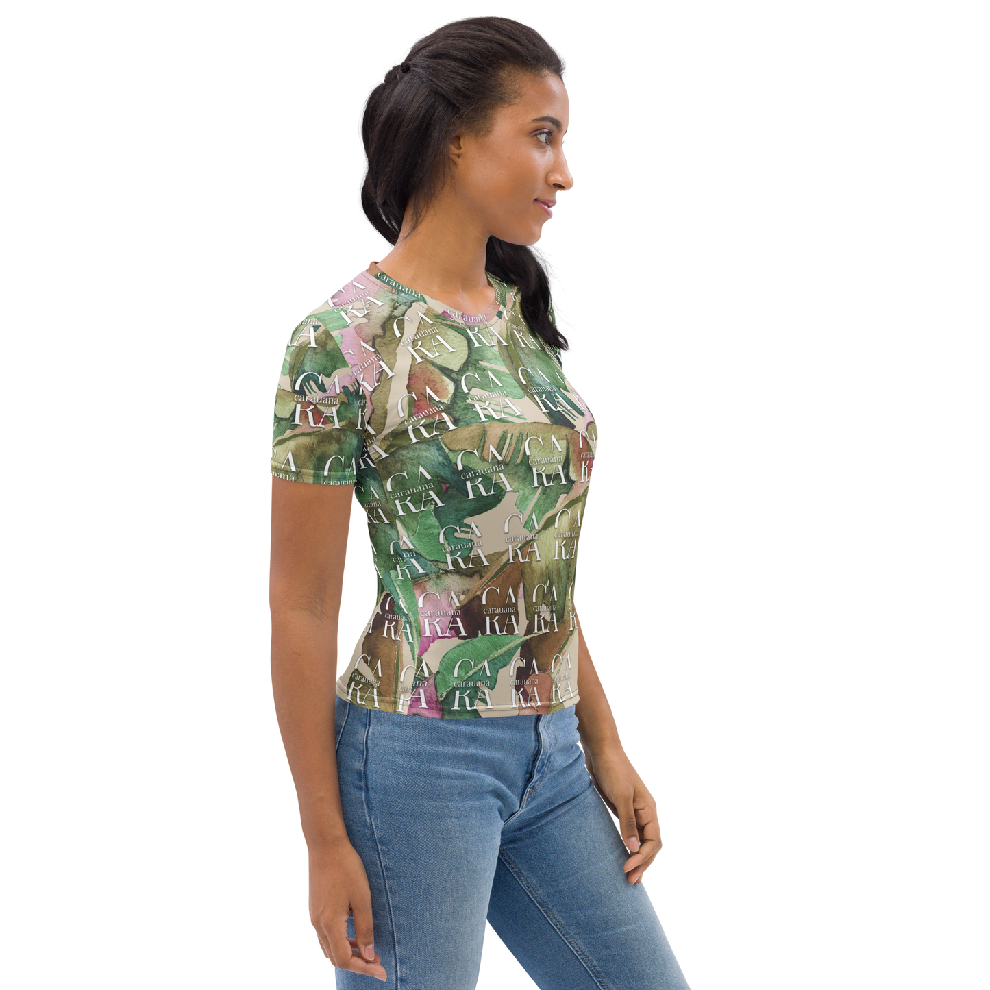 Women's T-shirt Green Beige branded Carauana Store