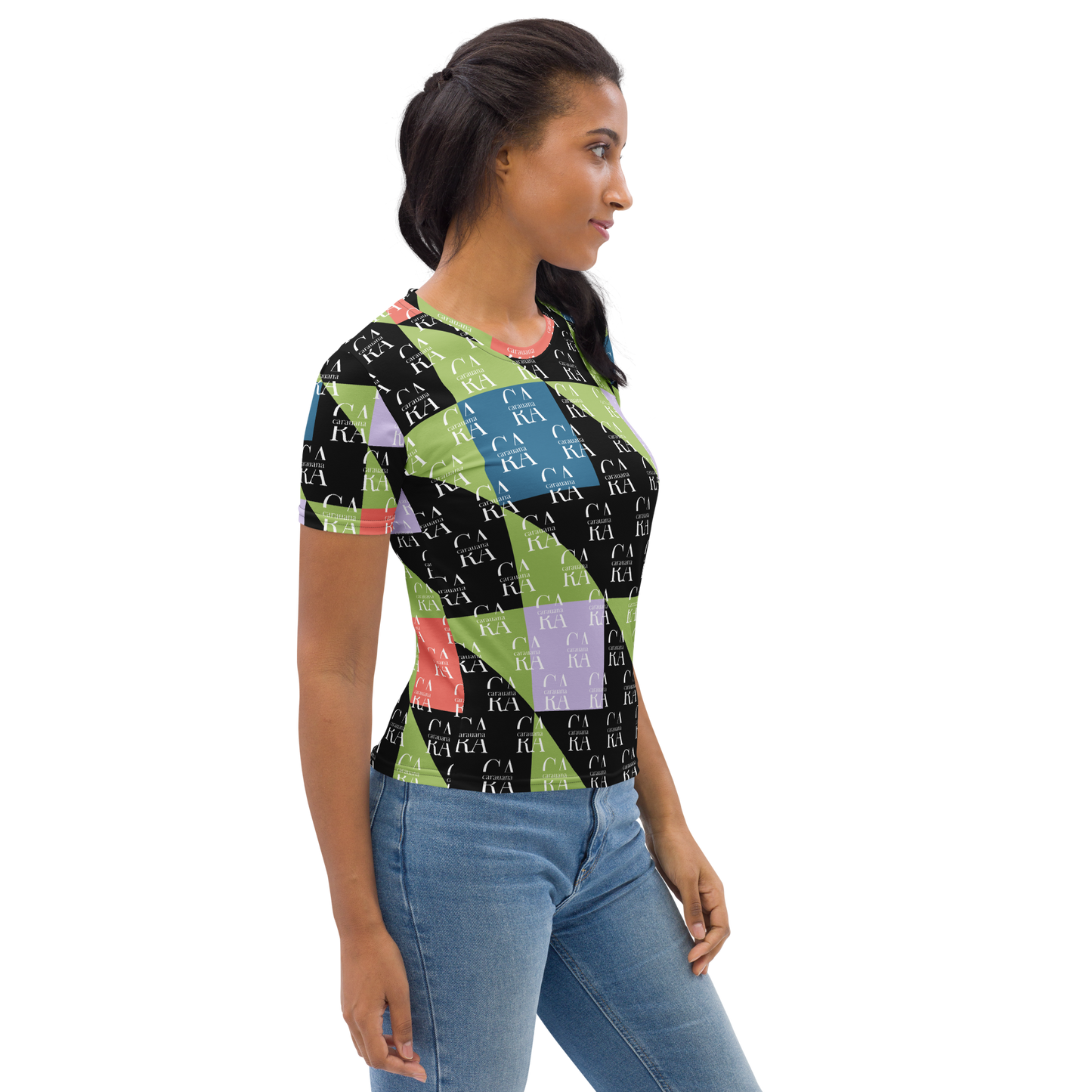 Women's T-shirt Green Black branded Carauana Store