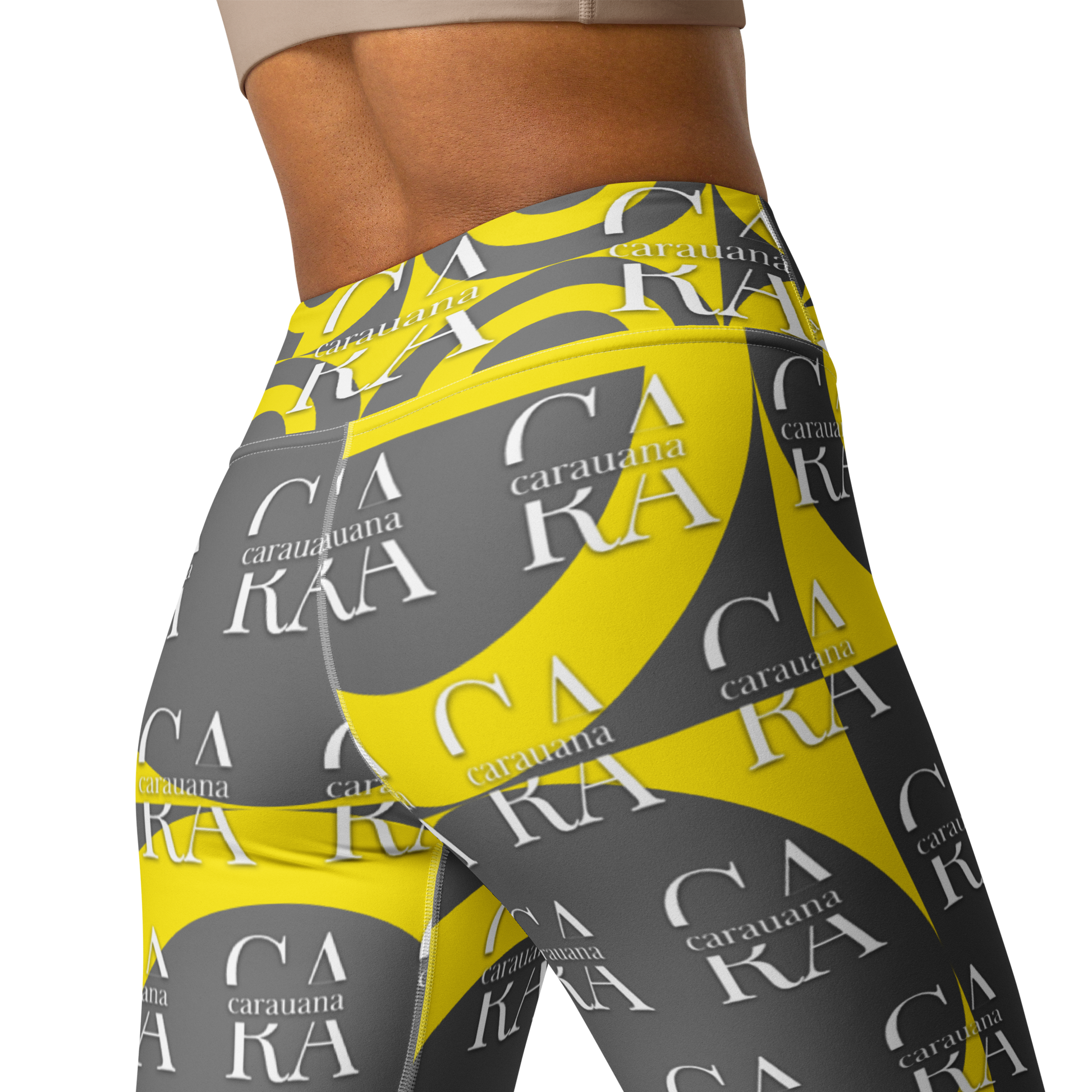 CaRaUaNa Leggings SPORT Grey Yellow Yoga Carauana Store
