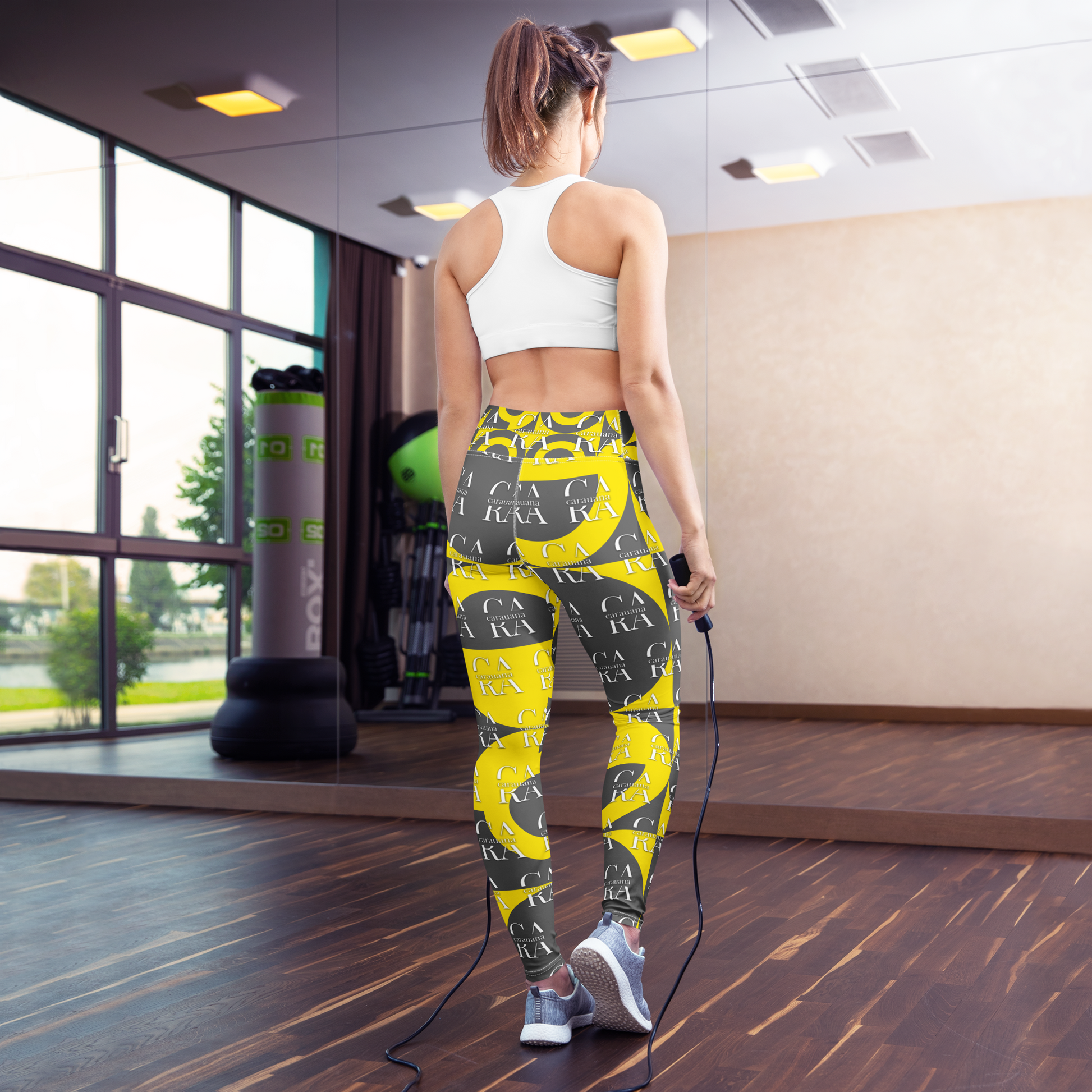 CaRaUaNa Leggings SPORT Grey Yellow Yoga Carauana Store