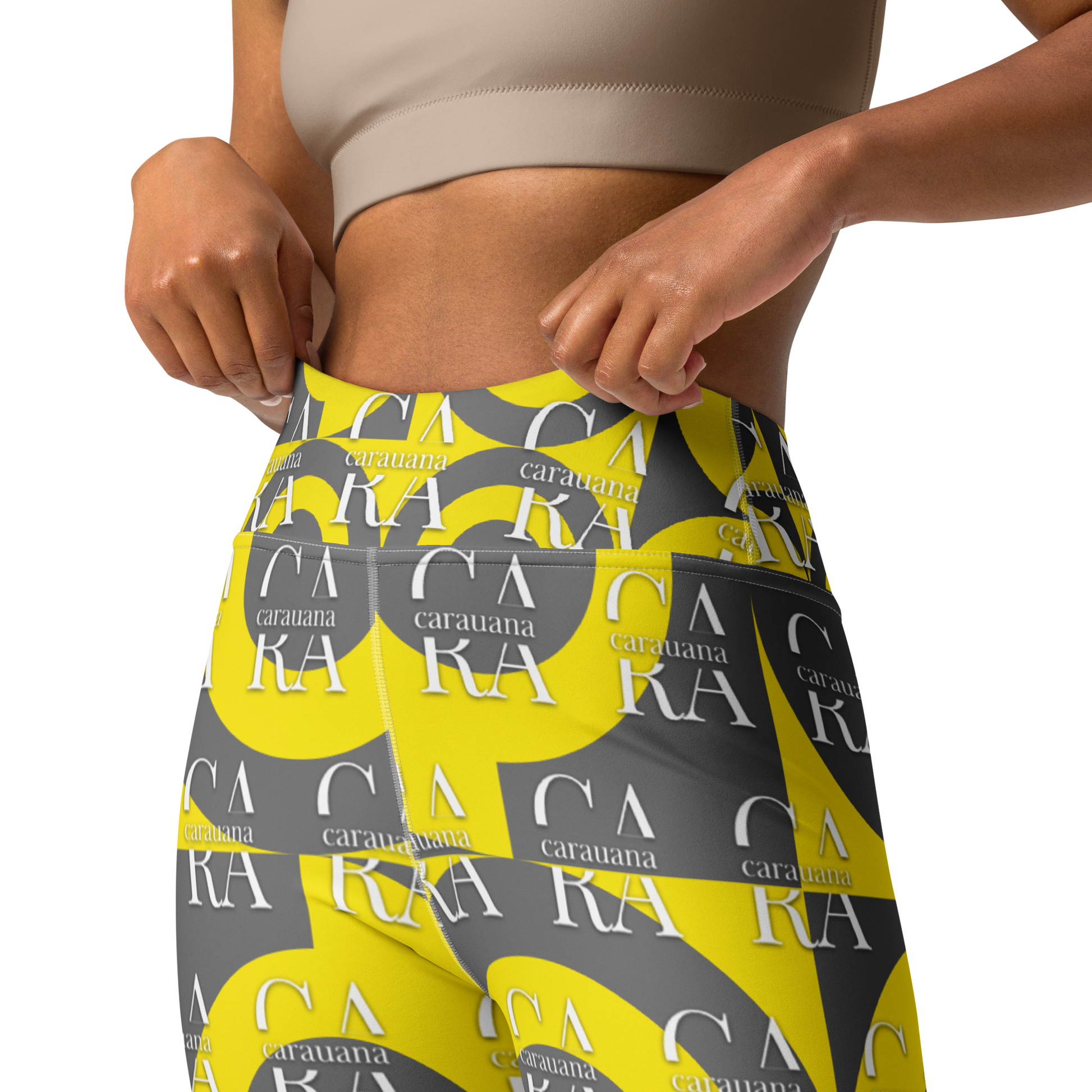 CaRaUaNa Leggings SPORT Grey Yellow Yoga Carauana Store