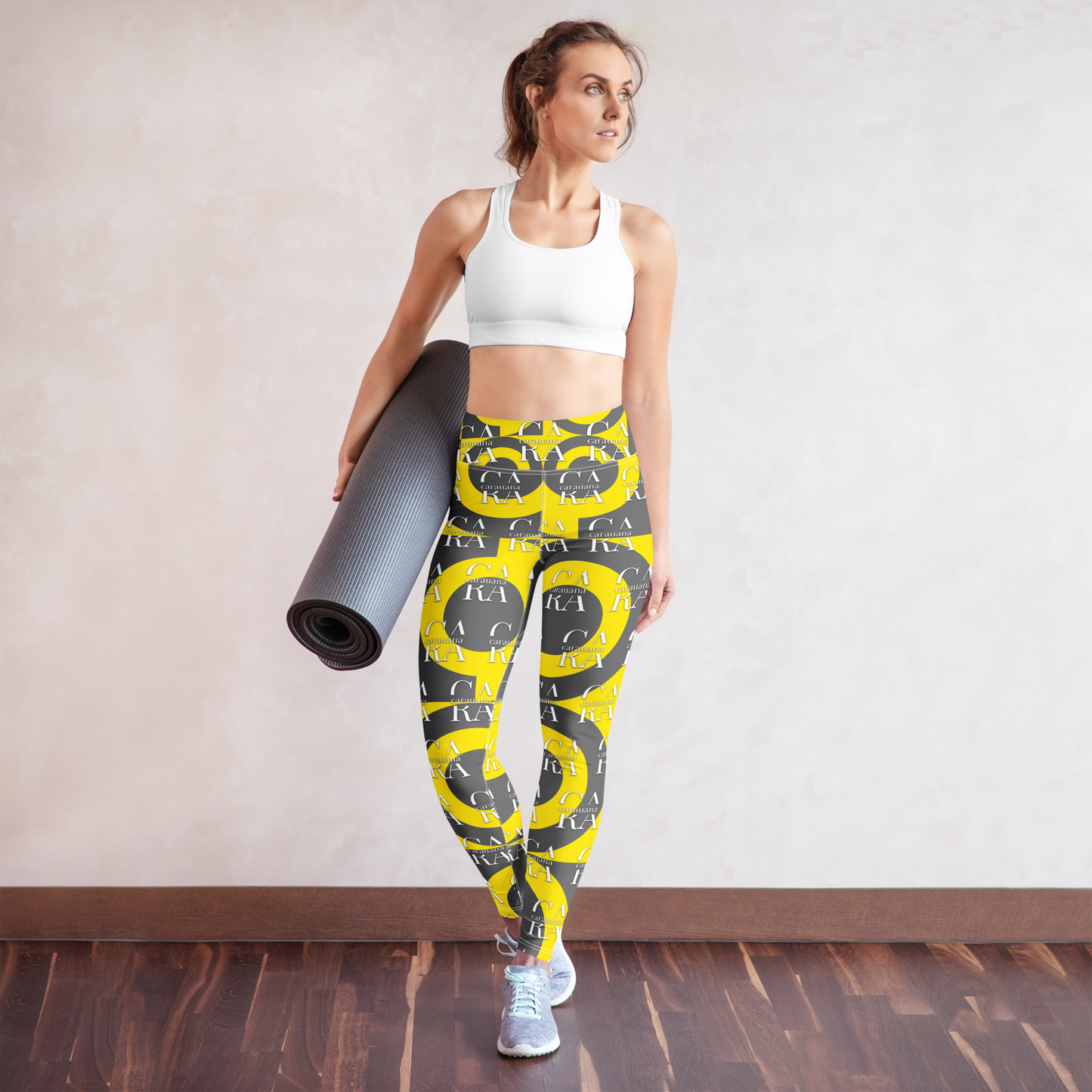 CaRaUaNa Leggings SPORT Grey Yellow Yoga Carauana Store