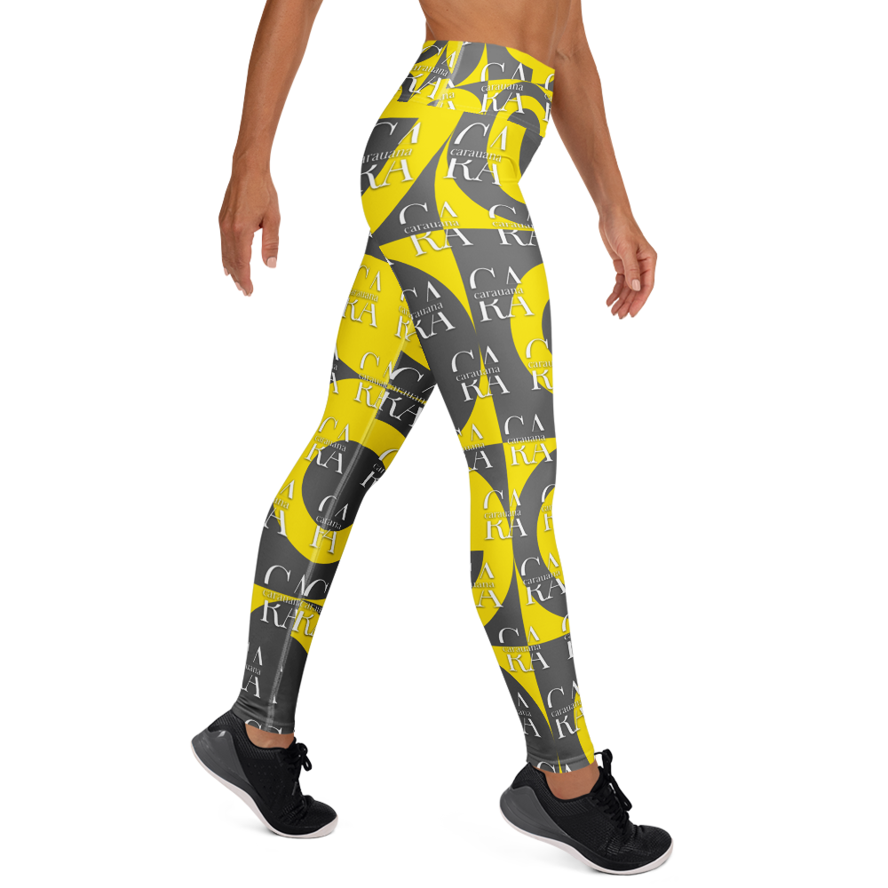 CaRaUaNa Leggings SPORT Grey Yellow Yoga Carauana Store