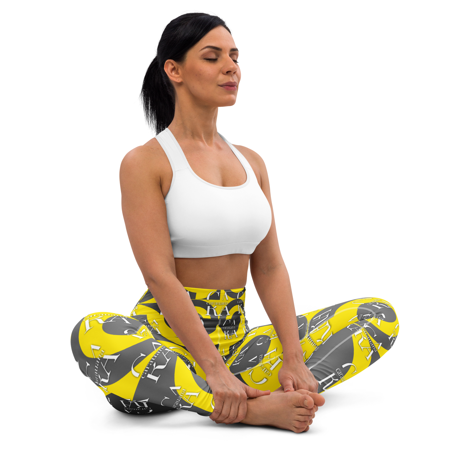 CaRaUaNa Leggings SPORT Grey Yellow Yoga Carauana Store
