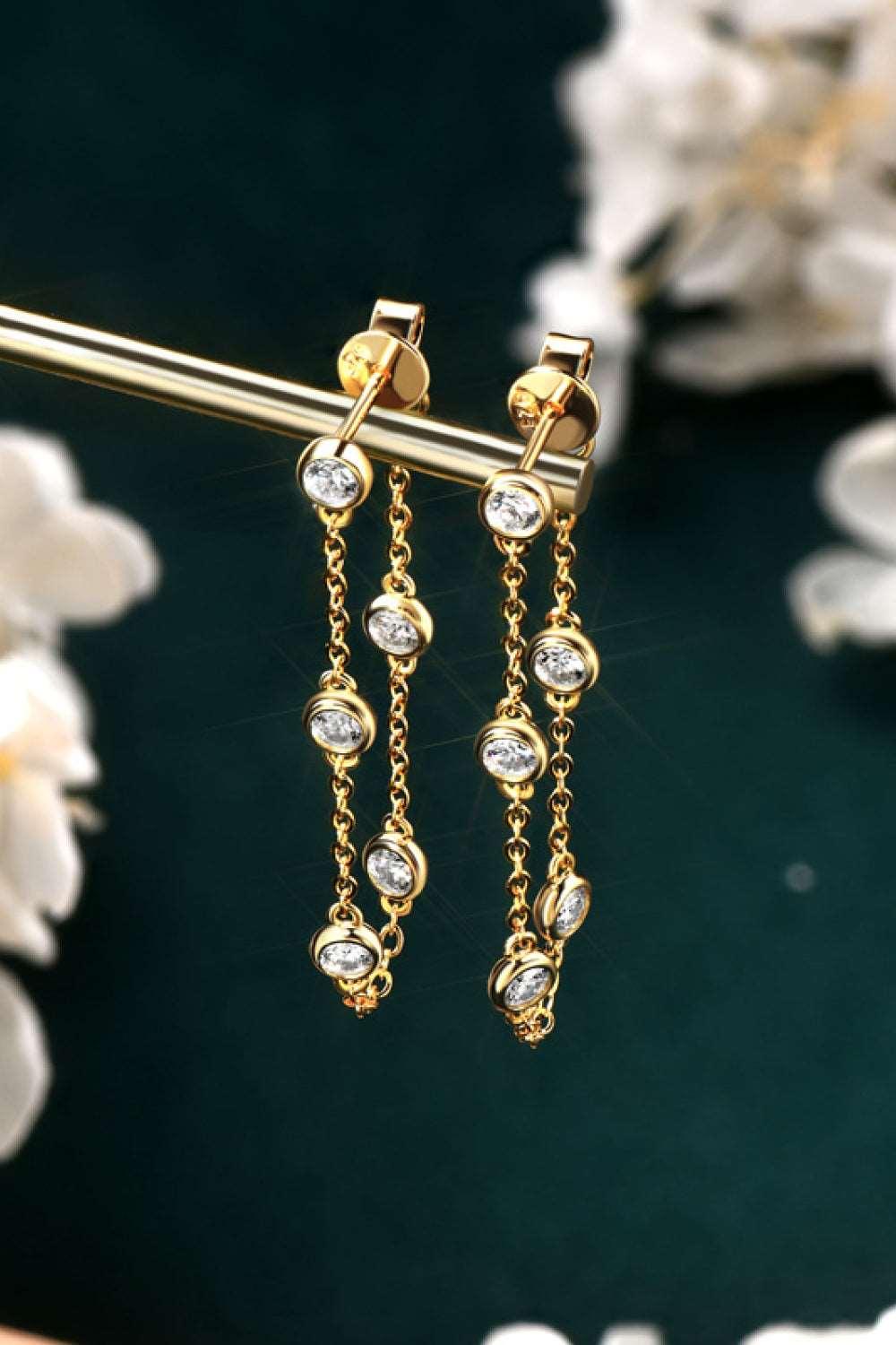 1 Carat Moissanite 925 Sterling Silver Chain Earrings Carauana Store