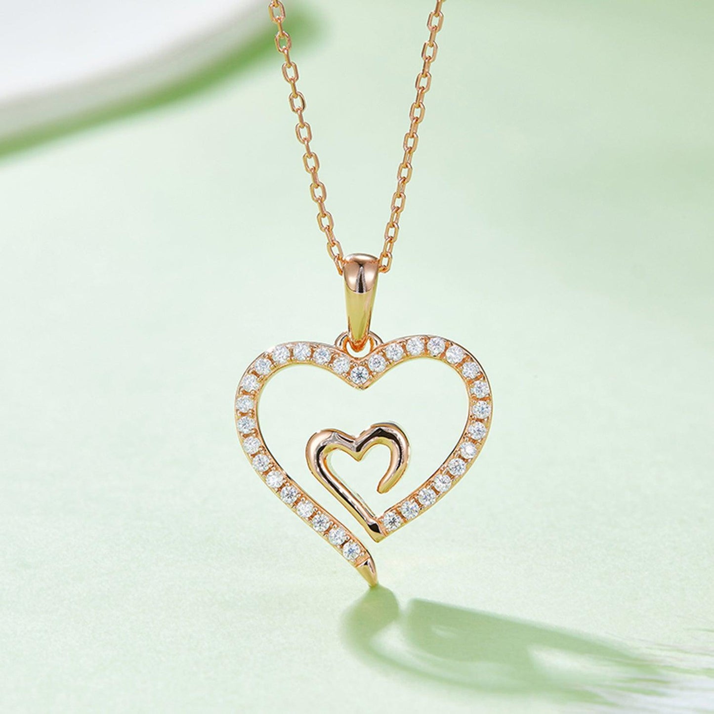 Moissanite 925 Sterling Silver Heart Pendant Necklace Carauana Store