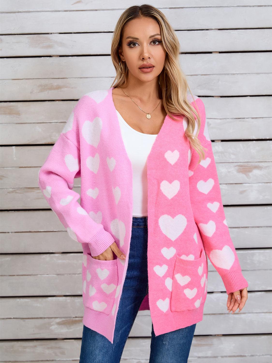 Angel Wings Heart Open Front Long Sleeve Cardigan Carauana Store