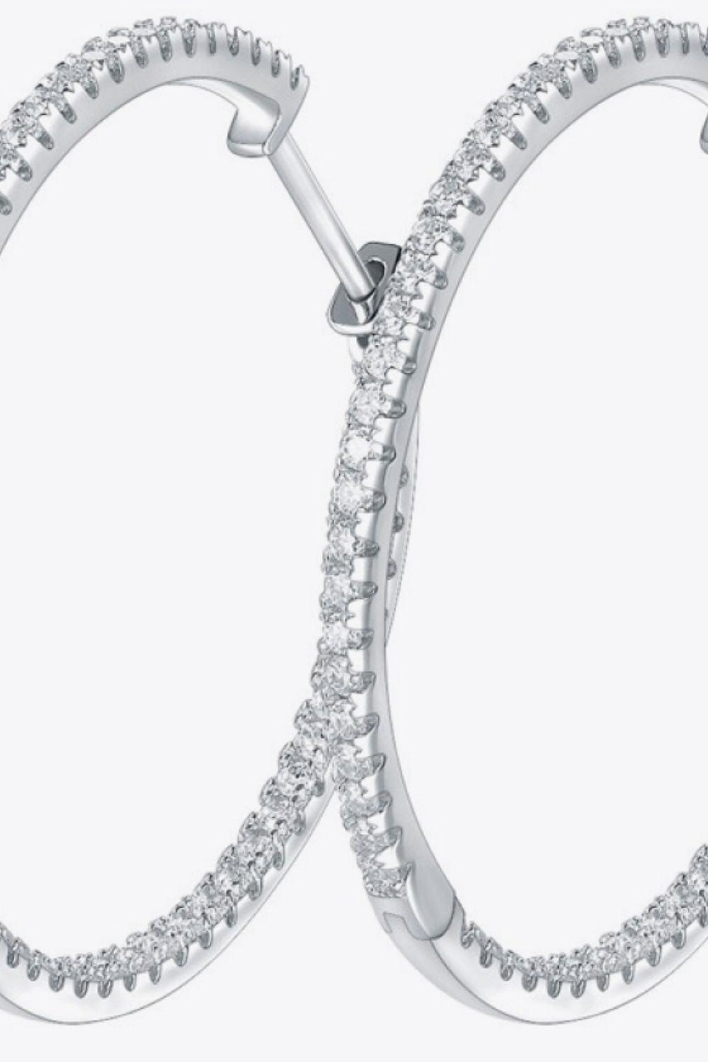 Adored Inlaid Moissanite 925 Sterling Silver Hoop Earrings Carauana Store
