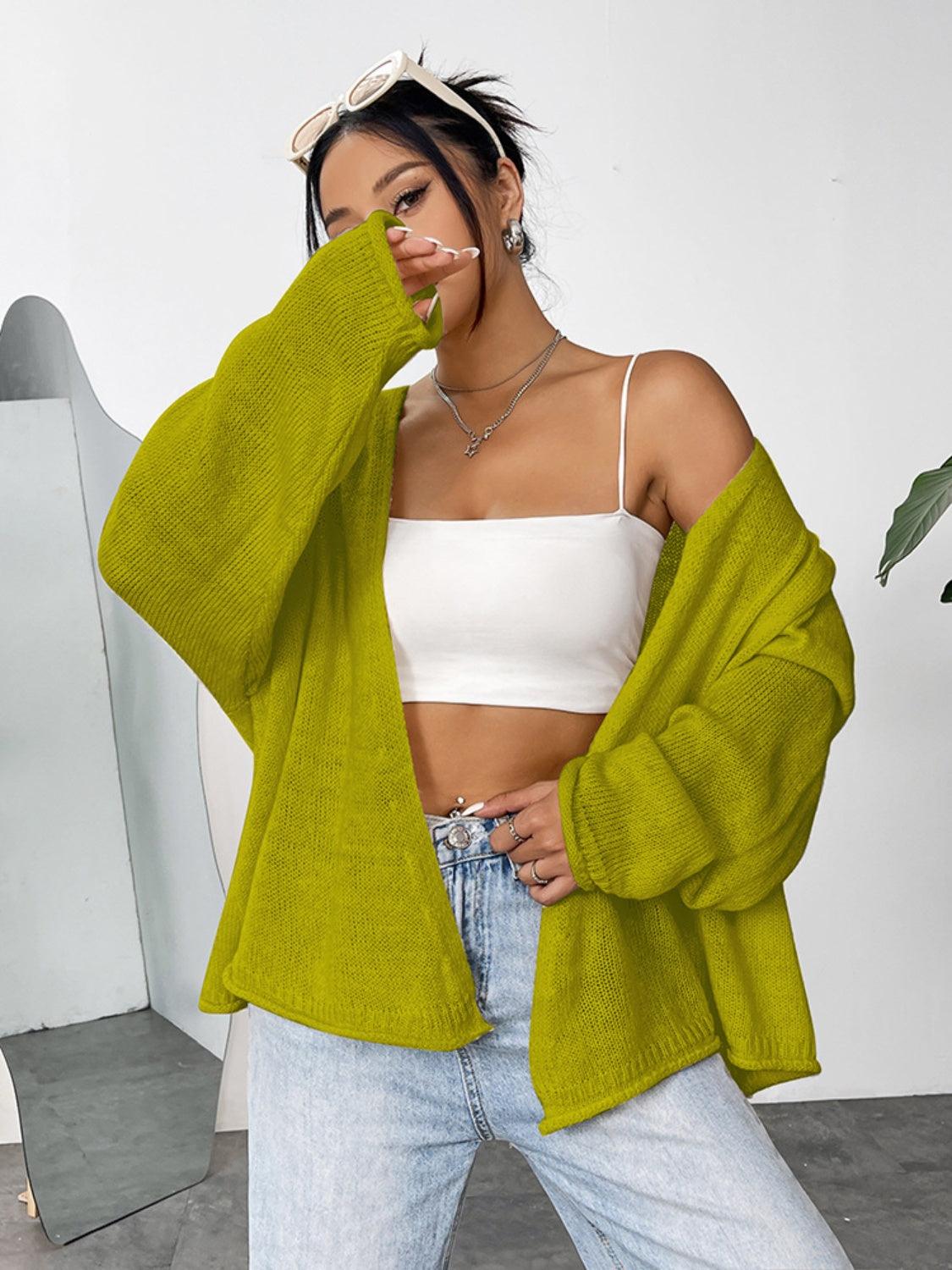 Open Front Dropped Shoulder Cardigan Carauana Store