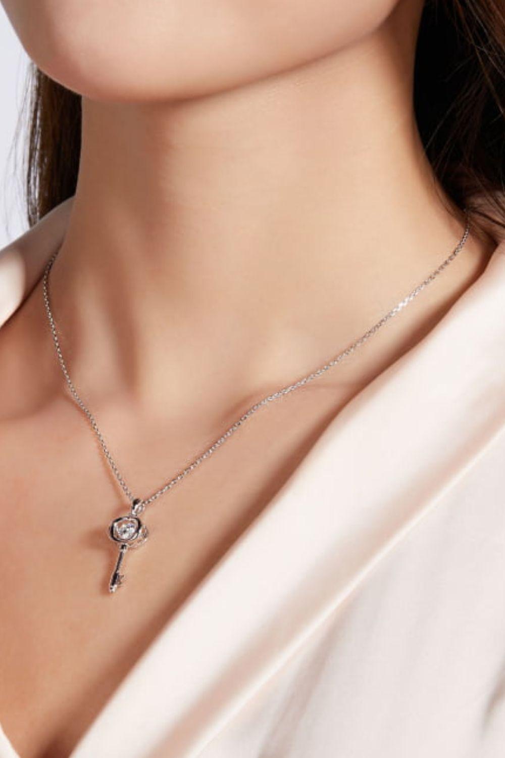 Adored Moissanite Key Pendant Necklace Carauana Store