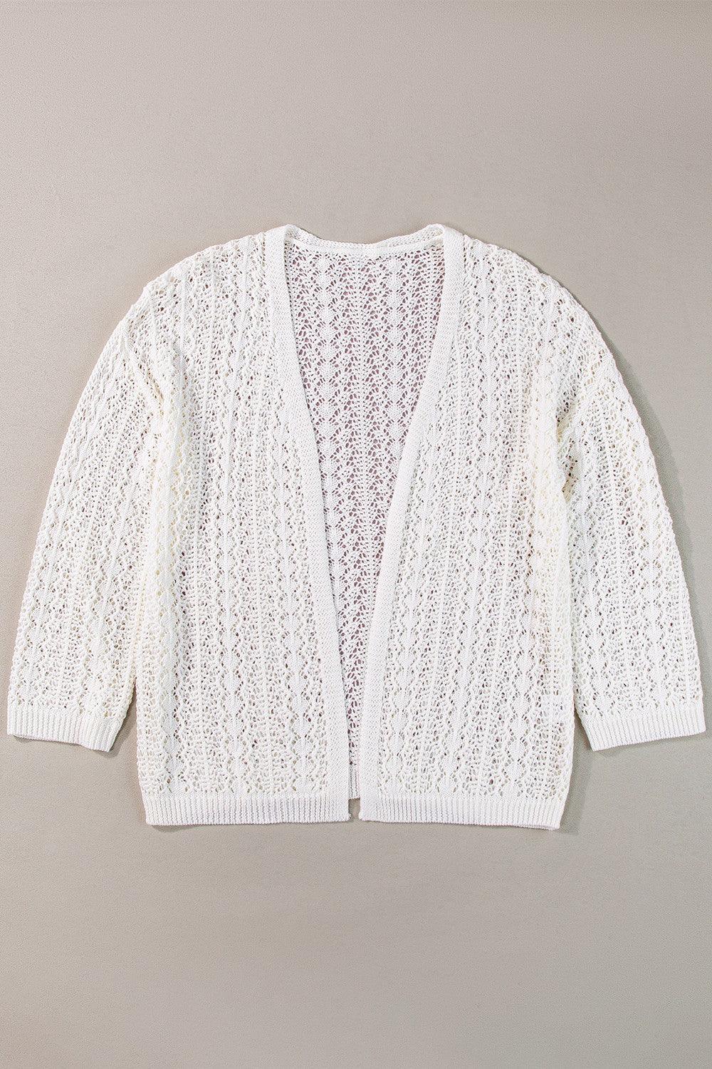 Openwork Open Front Dropped Shoulder Cardigan Carauana Store