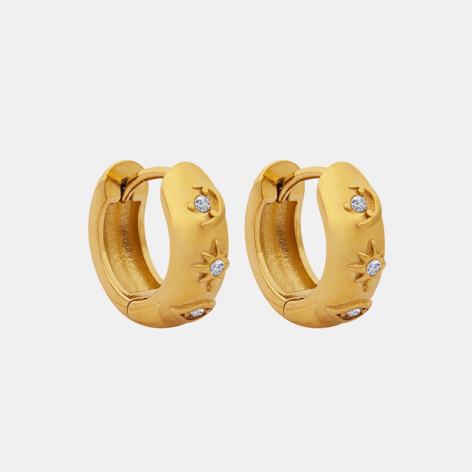 Zircon Titanium Steel Huggie Earrings Carauana Store