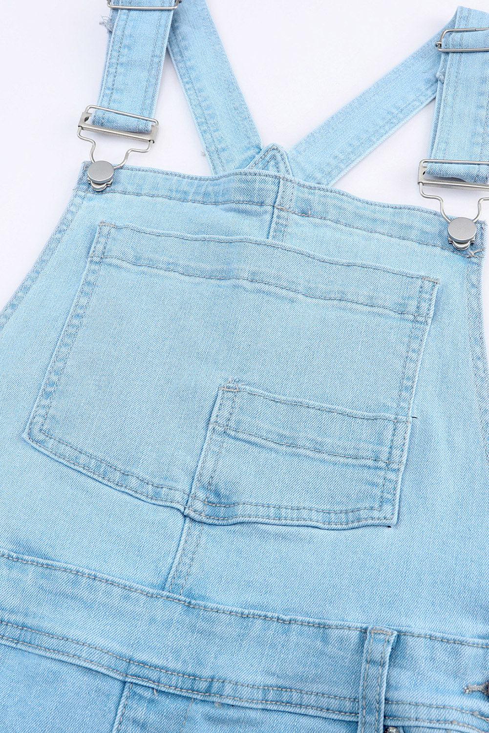 Distressed Denim Overalls with Pockets Carauana Store