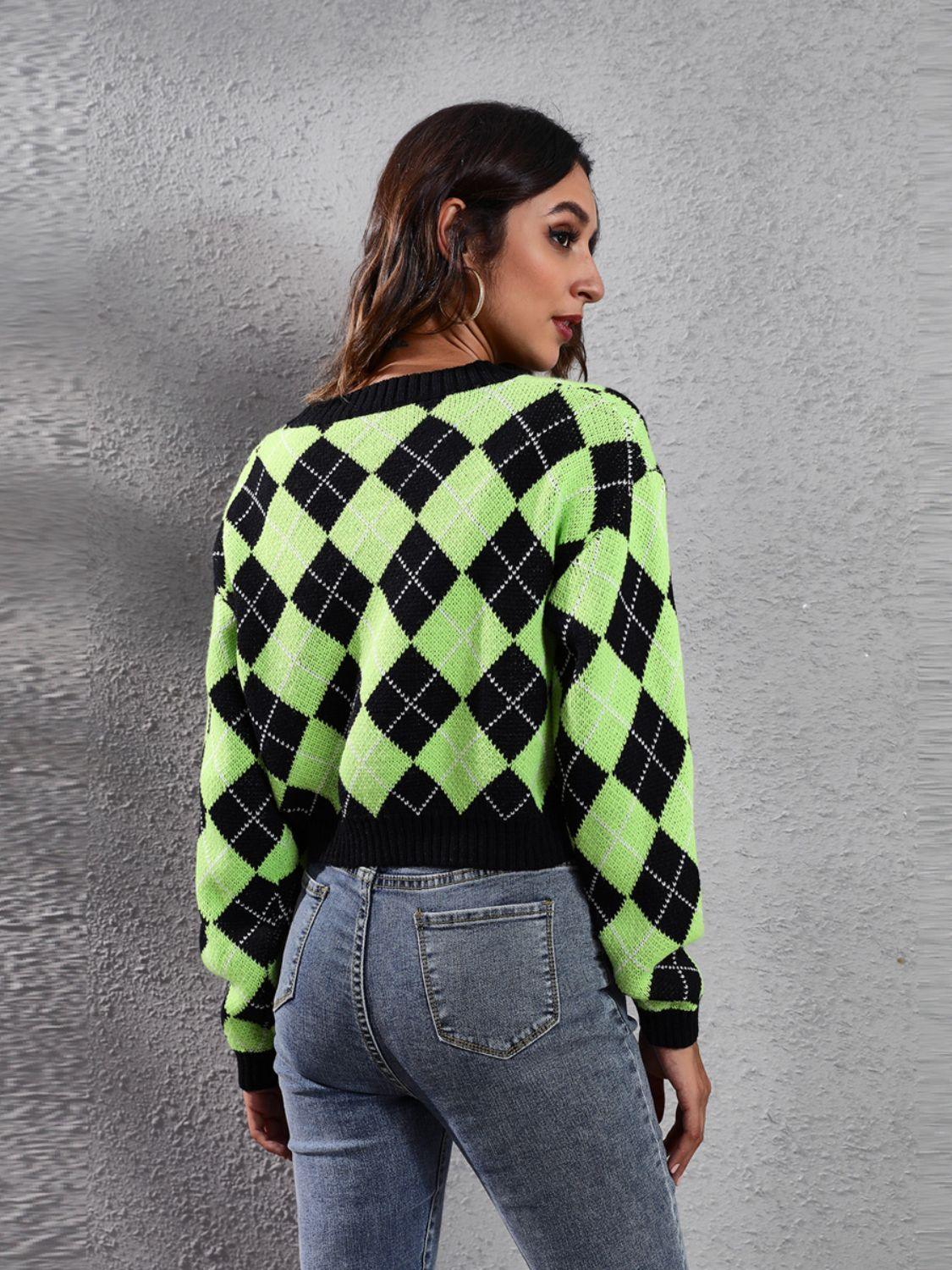 Geometric Button Up Long Sleeve Cardigan Carauana Store