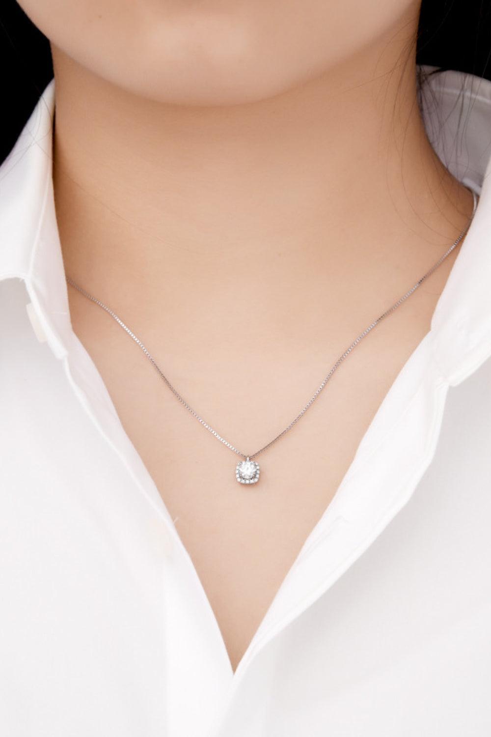 Moissanite Pendant Platinum-Plated Necklace Carauana Store
