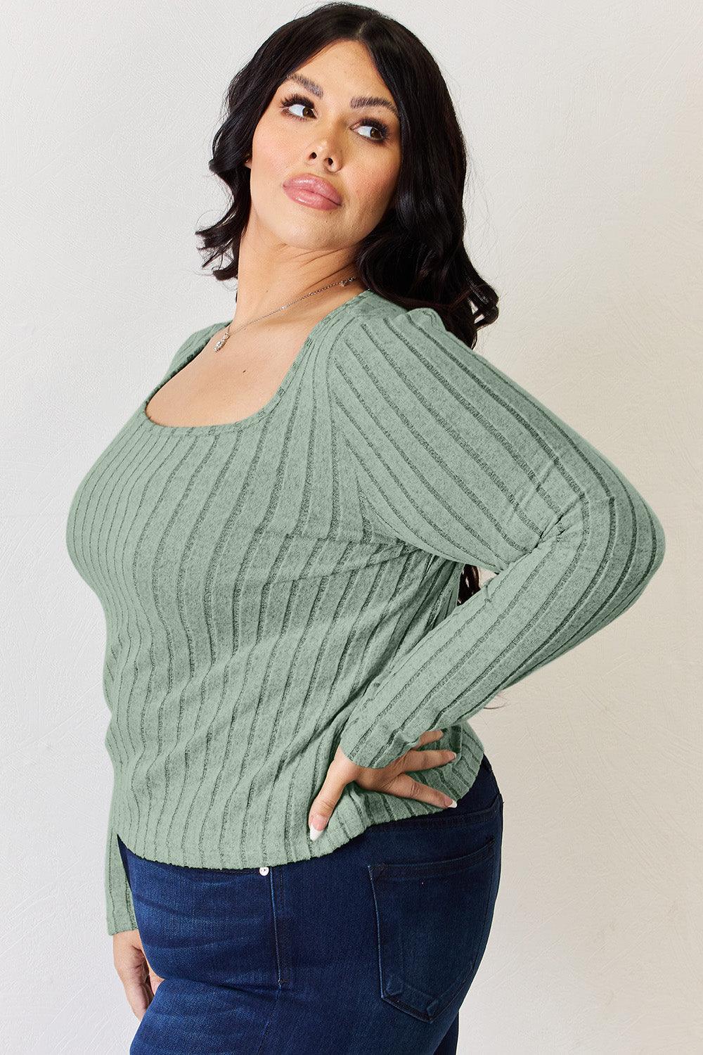Basic Bae Full Size Ribbed Long Sleeve T-Shirt Carauana Store