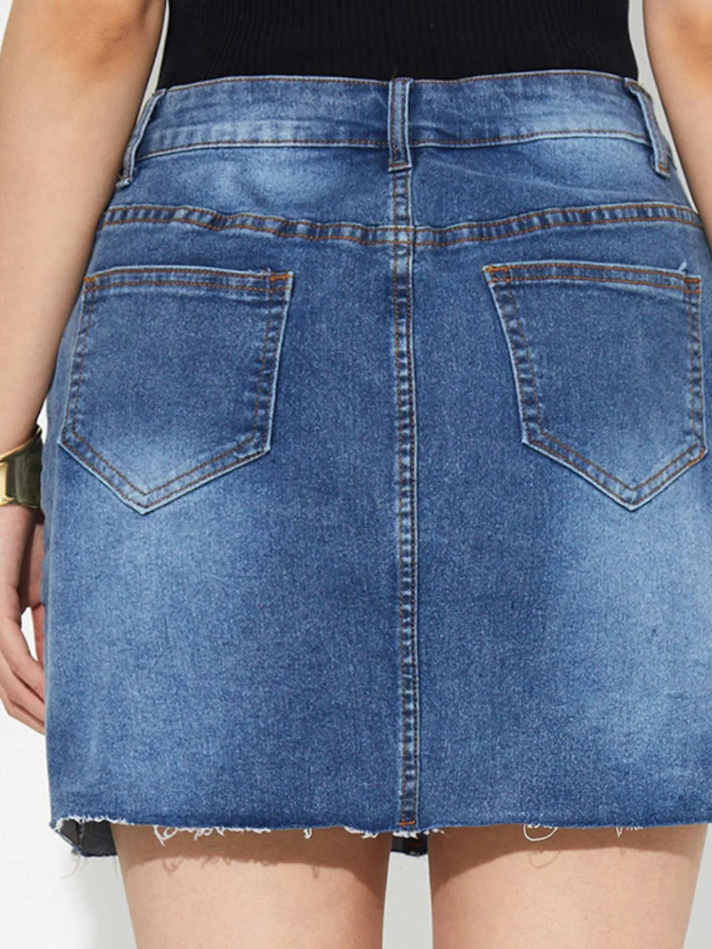 Pocketed Button Up Denim Skirt Carauana Store