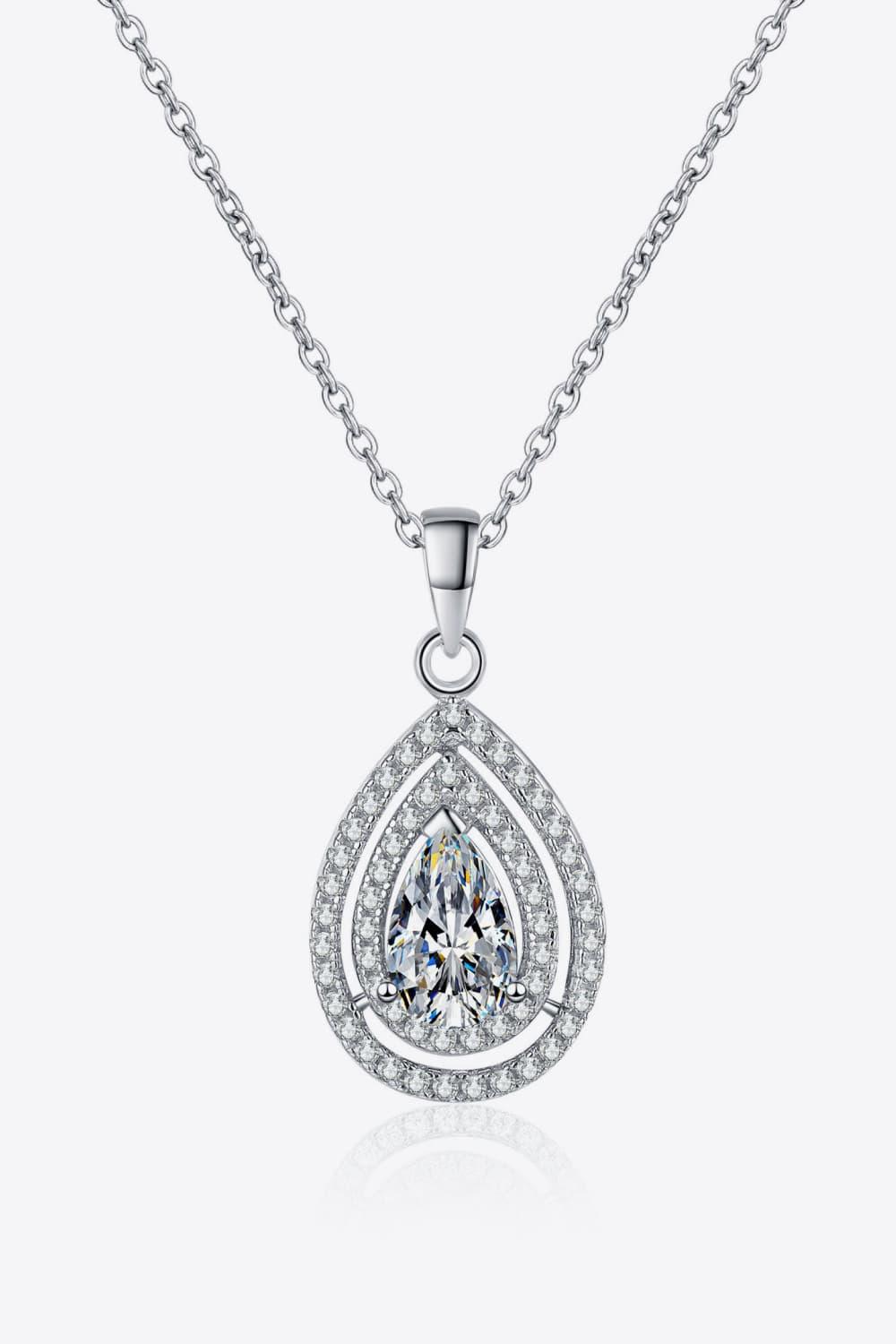 1 Carat Moissanite Teardrop Pendant Necklace Carauana Store