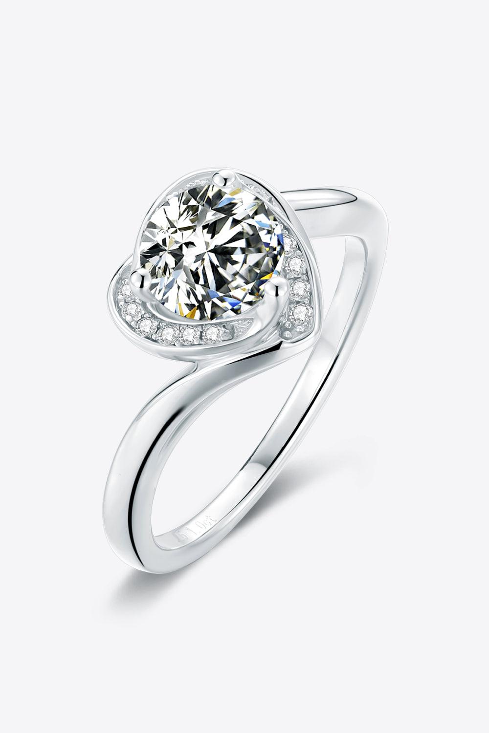 1 Carat Moissanite 925 Sterling Silver Heart Ring Carauana Store