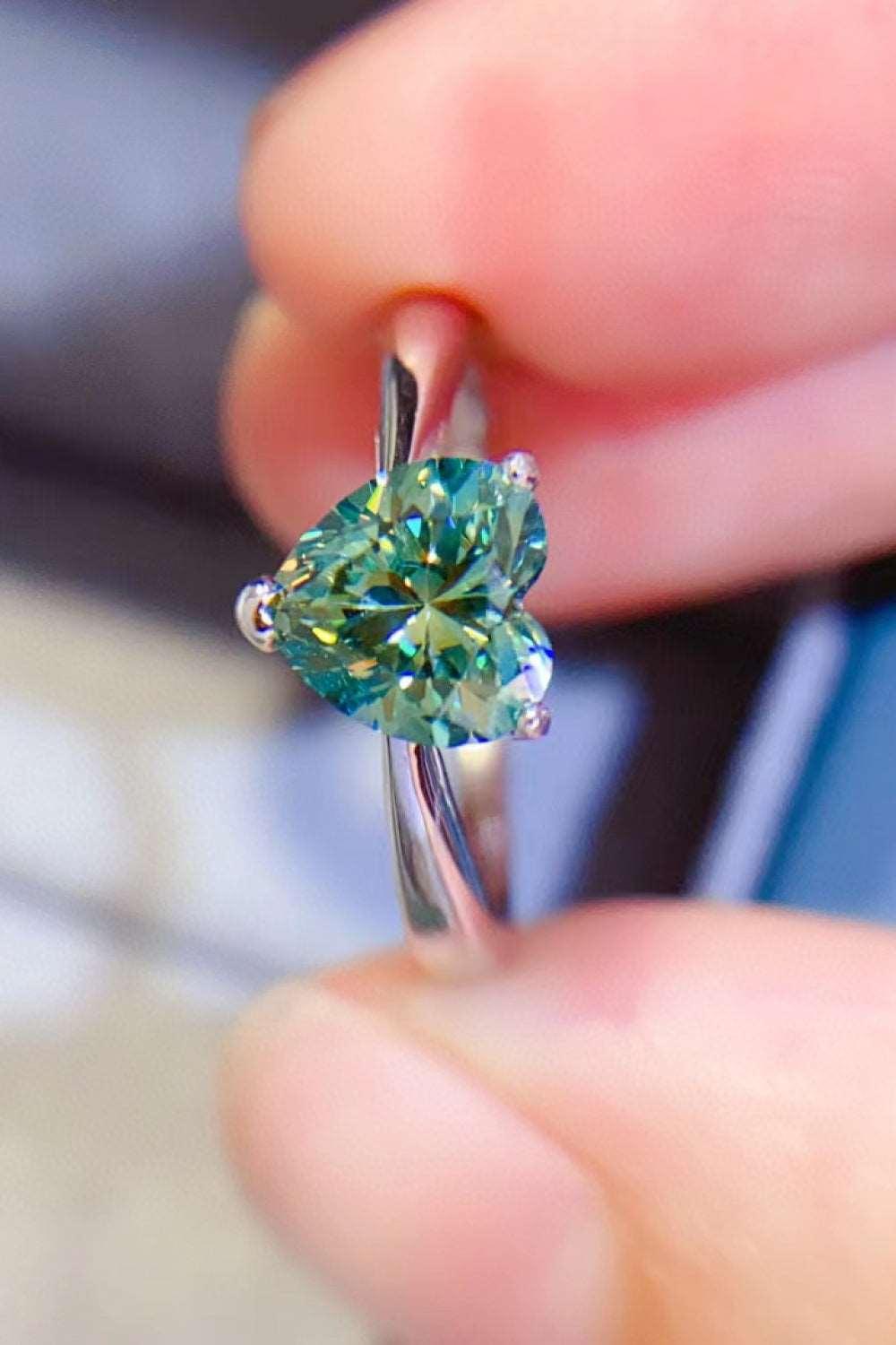 1 Carat Moissanite Heart 925 Sterling Silver Ring Carauana Store