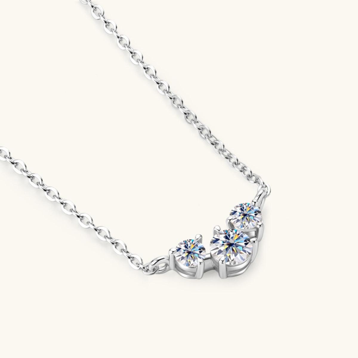 925 Sterling Silver Inlaid Moissanite Necklace Carauana Store