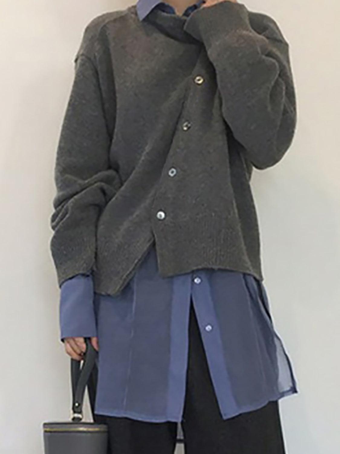 Dropped Shoulder Buttoned Cardigan Carauana Store