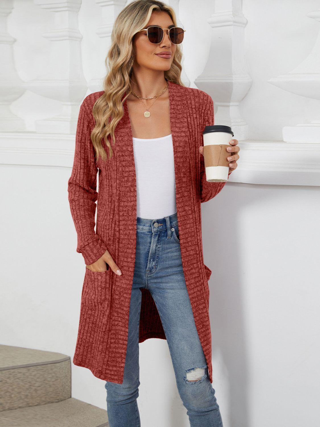 Open Front Long Sleeve Cardigan Carauana Store