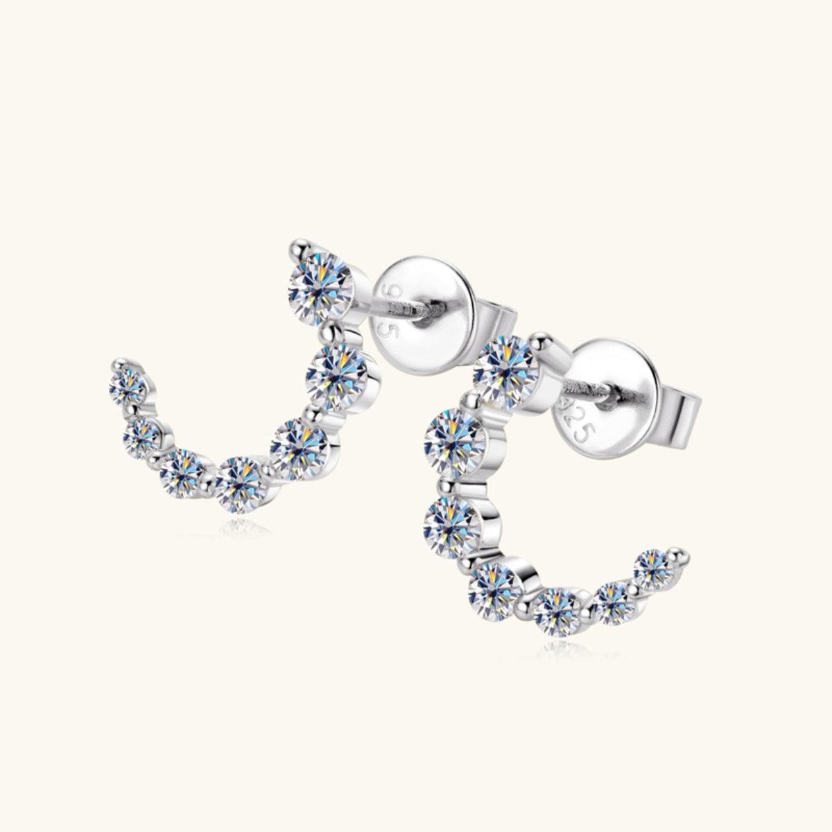 925 Sterling Silver Inlaid Moissanite Stud Earrings Carauana Store