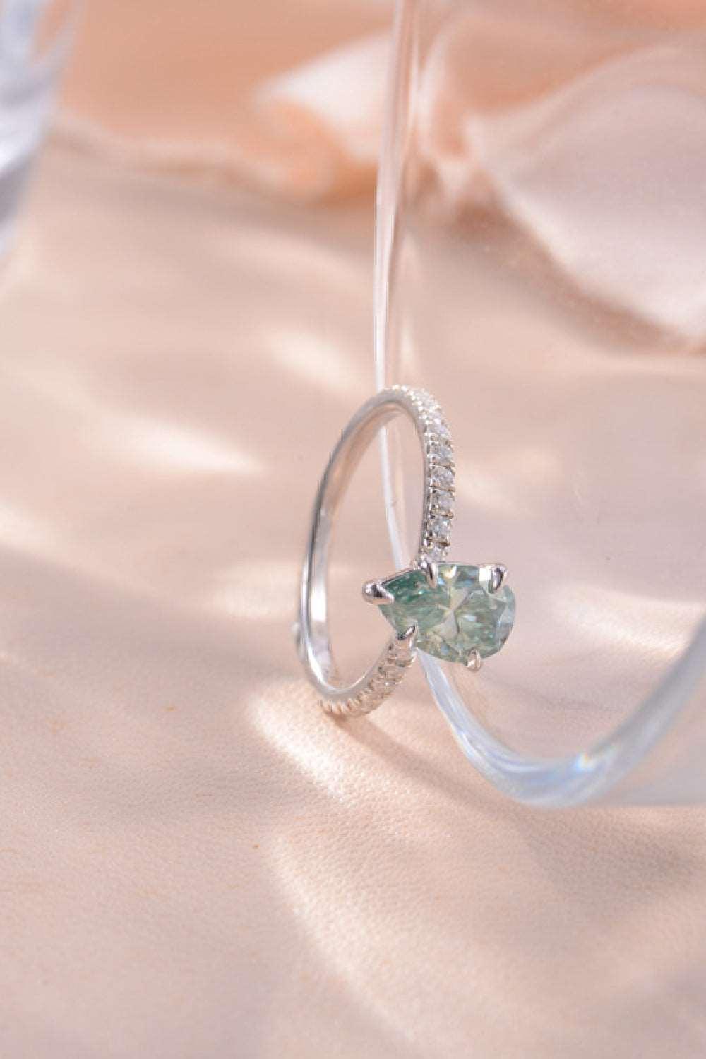 1.5 Carat Teardrop Shape Moissanite 925 Sterling Silver Ring Carauana Store