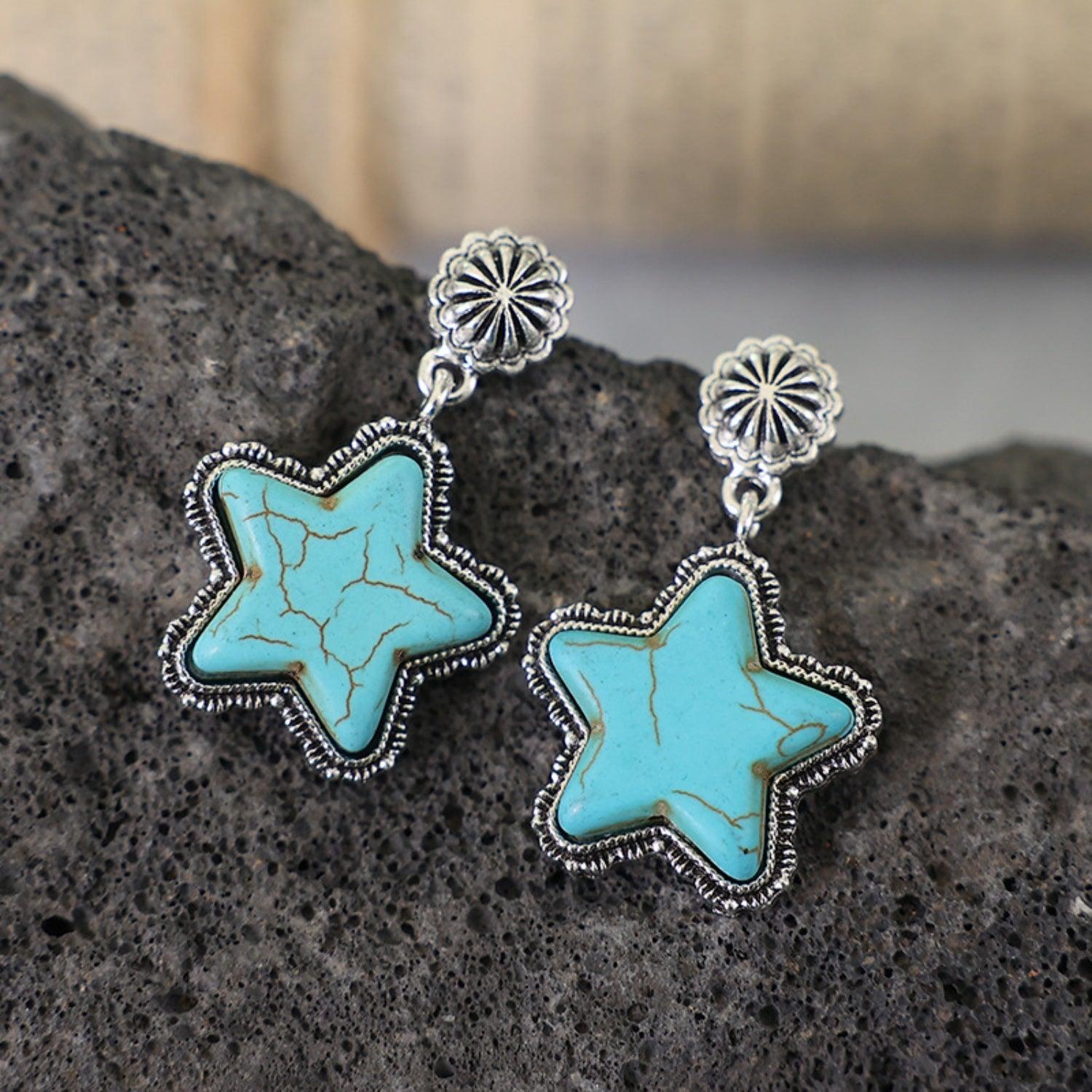 Artificial Turquoise Alloy Star Earrings Carauana Store
