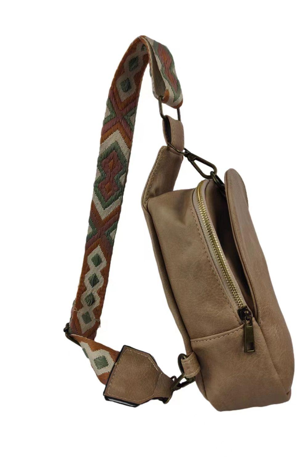 Random Pattern Adjustable Strap PU Leather Sling Bag Carauana Store