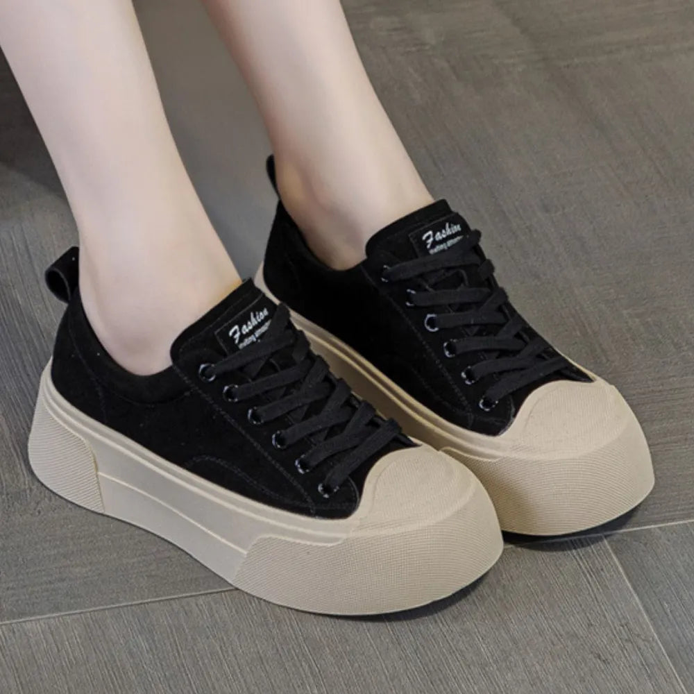 Round Toe Lace Up Platform Sneakers Carauana Store