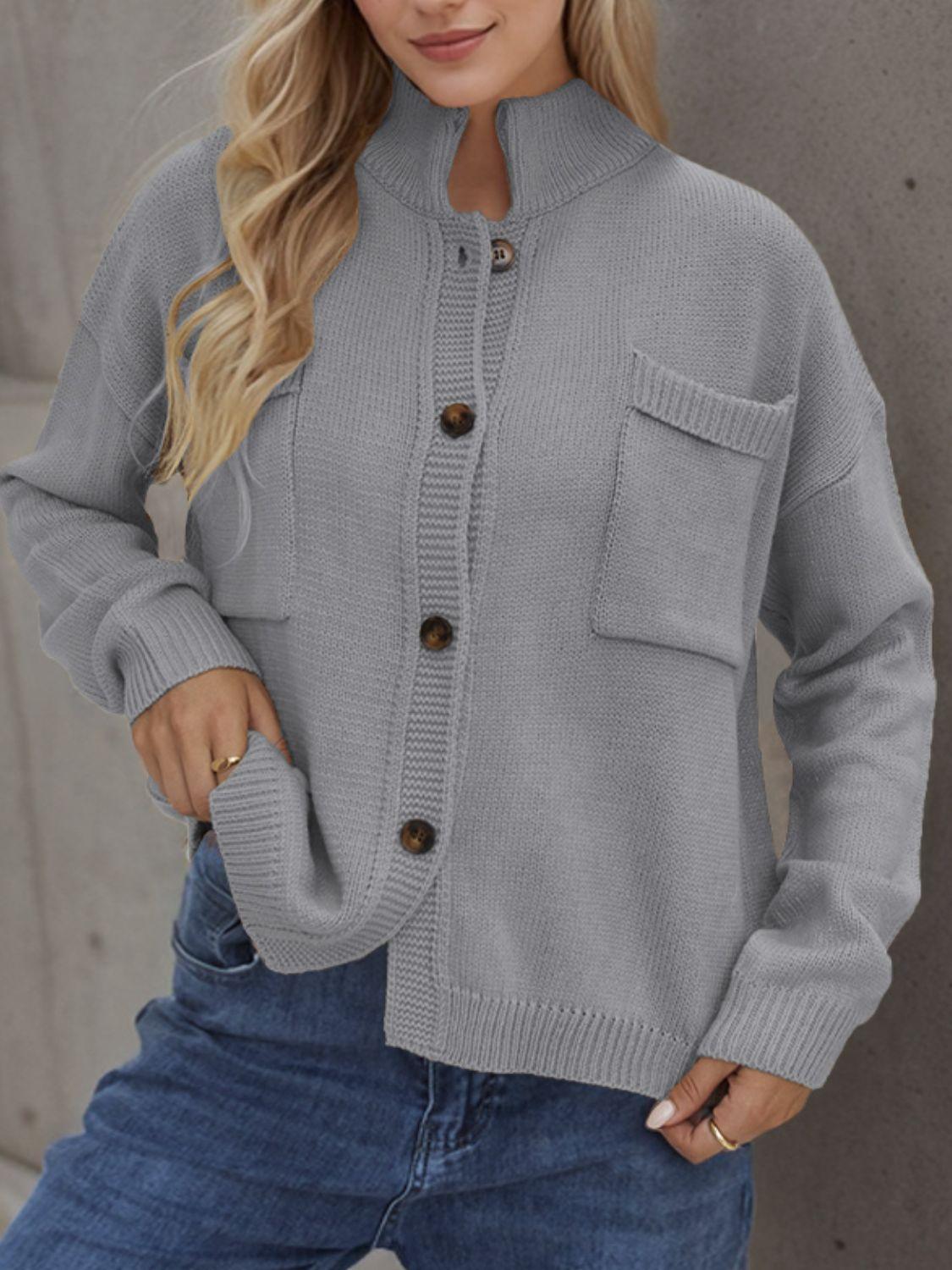 Button Up Long Sleeve Cardigan Carauana Store