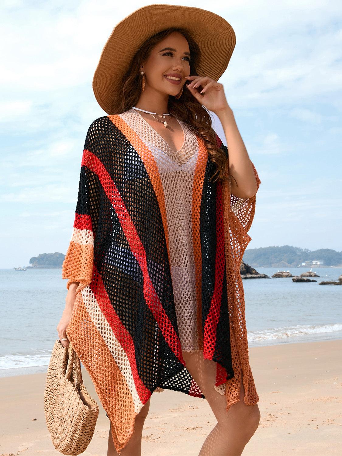 Openwork Color Block Plunge Cover-Up Carauana Store