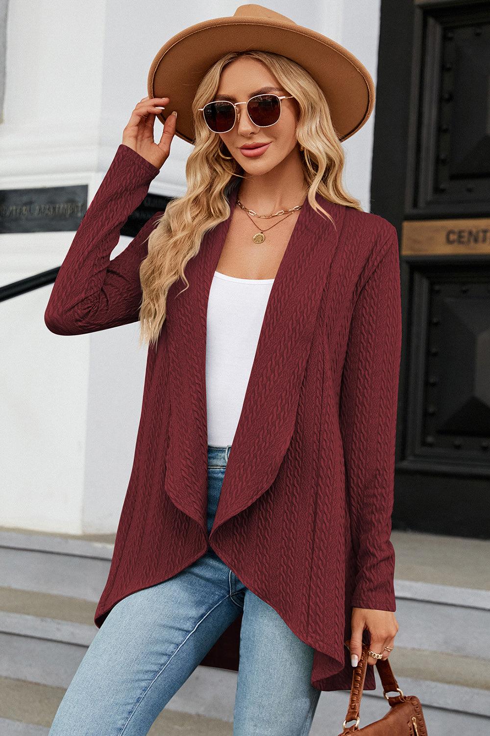 Open Front Long Sleeve Cardigan Carauana Store