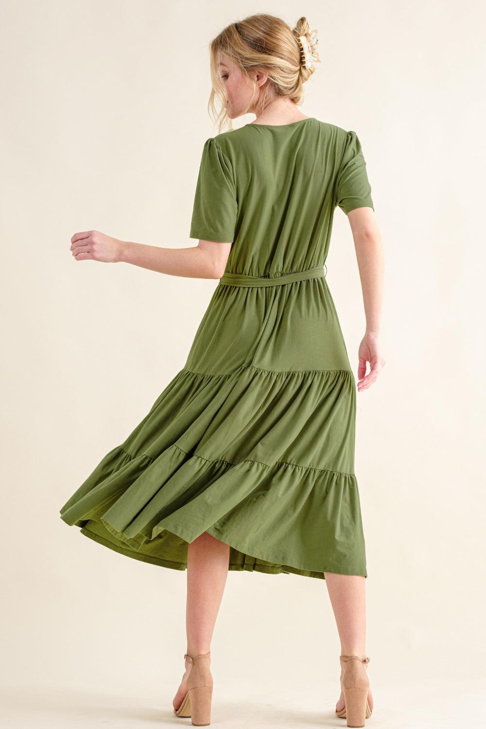 And The Why Soft Short Sleeve Tiered Midi Dress Carauana Store