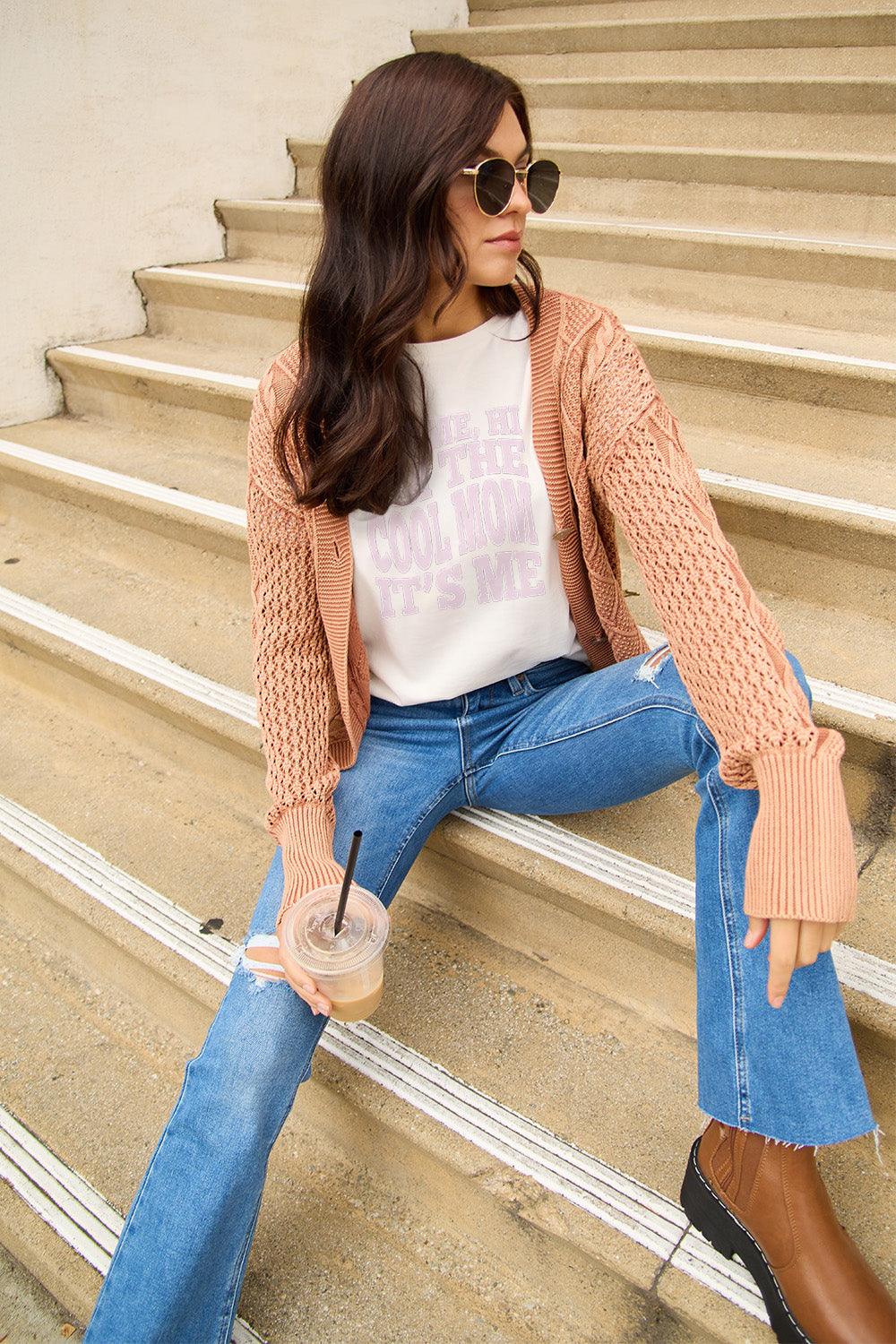 Simply Love Full Size IT'S ME,HI I'M THE COOL MOM IT'S ME Round Neck T-Shirt Carauana Store